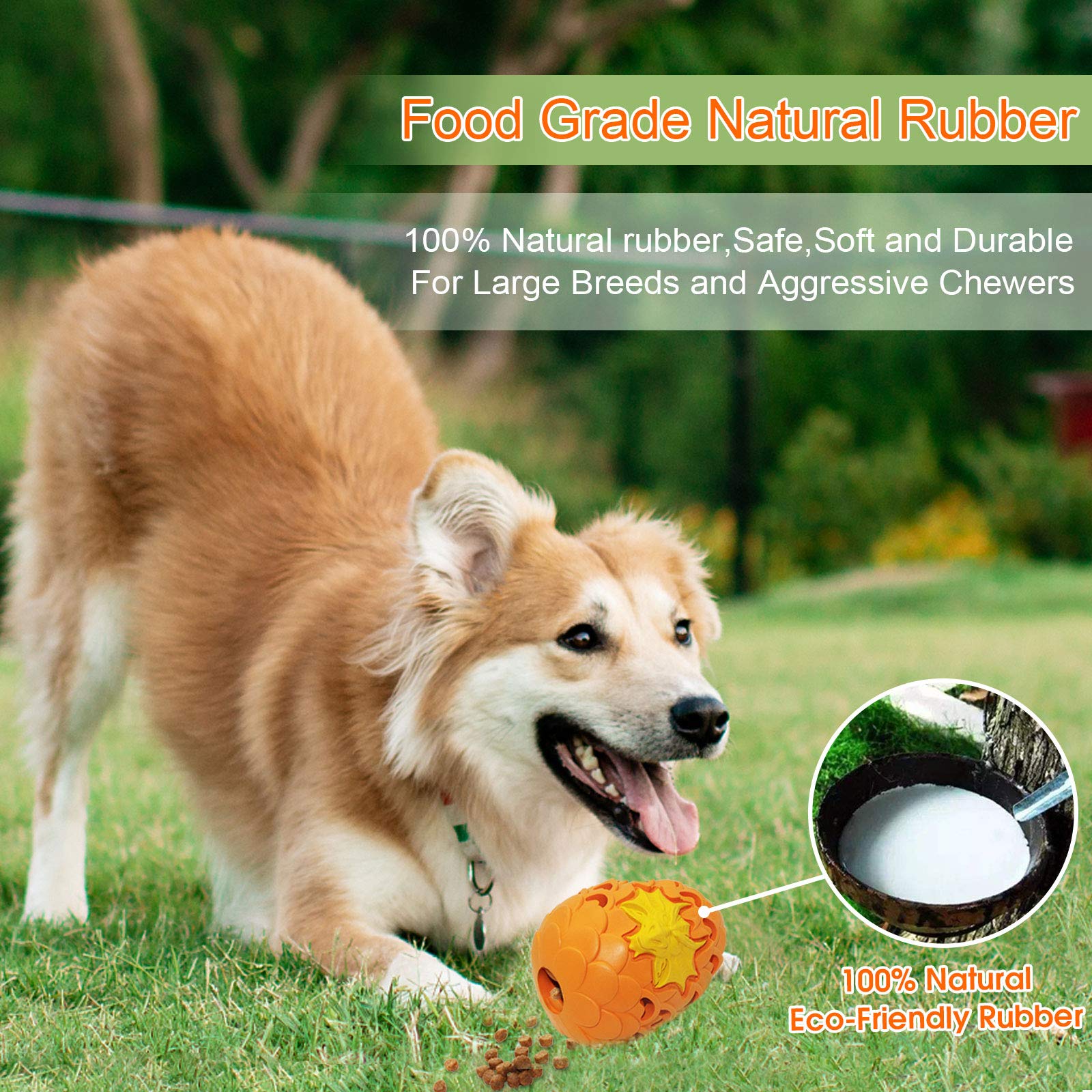 M.C.works Dragon Egg Dog Chew Toy, Indestructible Natural Rubber, Large Size, Orange for Aggressive Chewers, 5.5'' OR