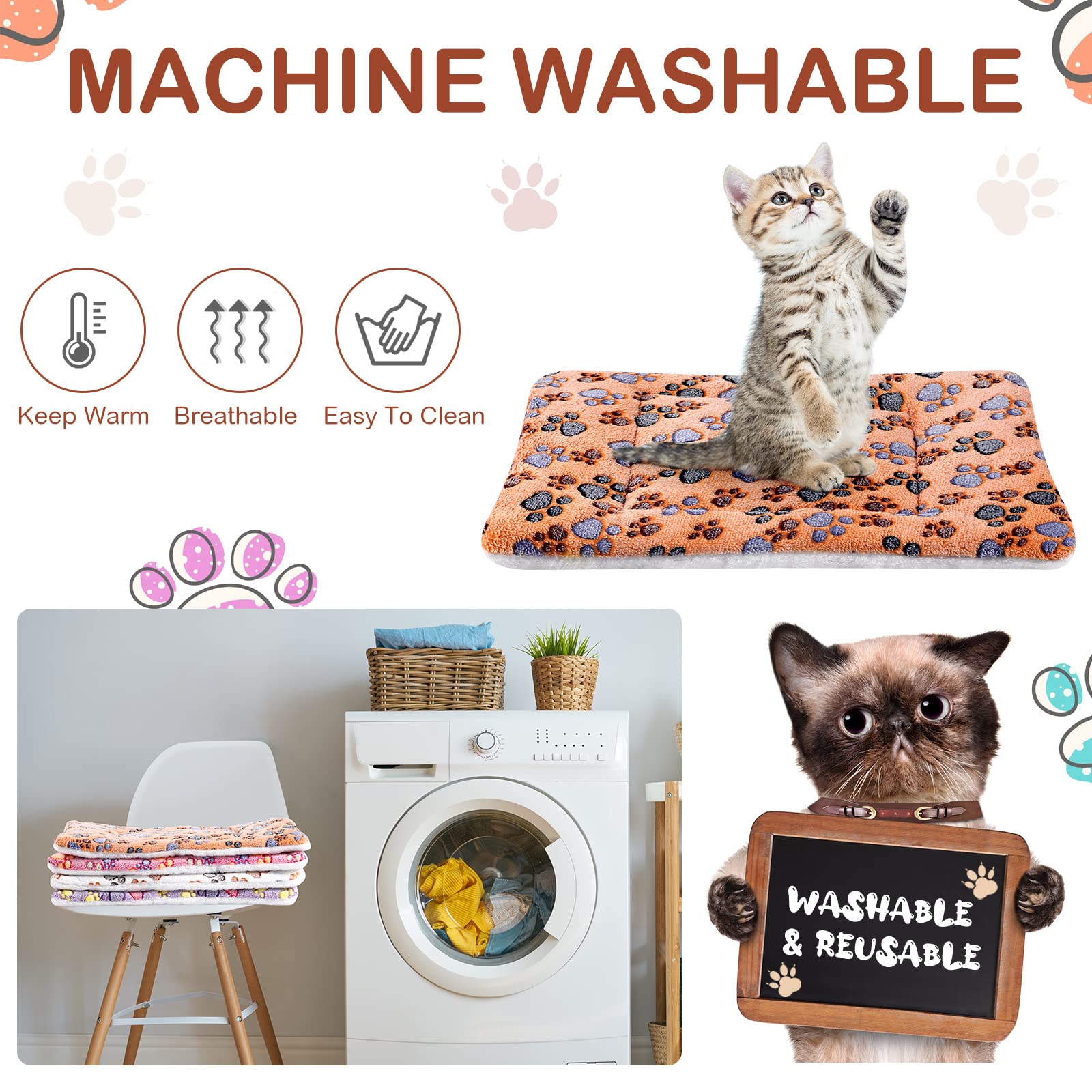 4 Pack Ultra Soft Dog Cat Bed Mat With Cute Prints Reversible Fleece Dog Crate Kennel Pad Cozy Washable Thickened Hamster Guinea Pig Bed Pet Bed Mat For Small Animals (Vivid Color,21 X 14 Inches)