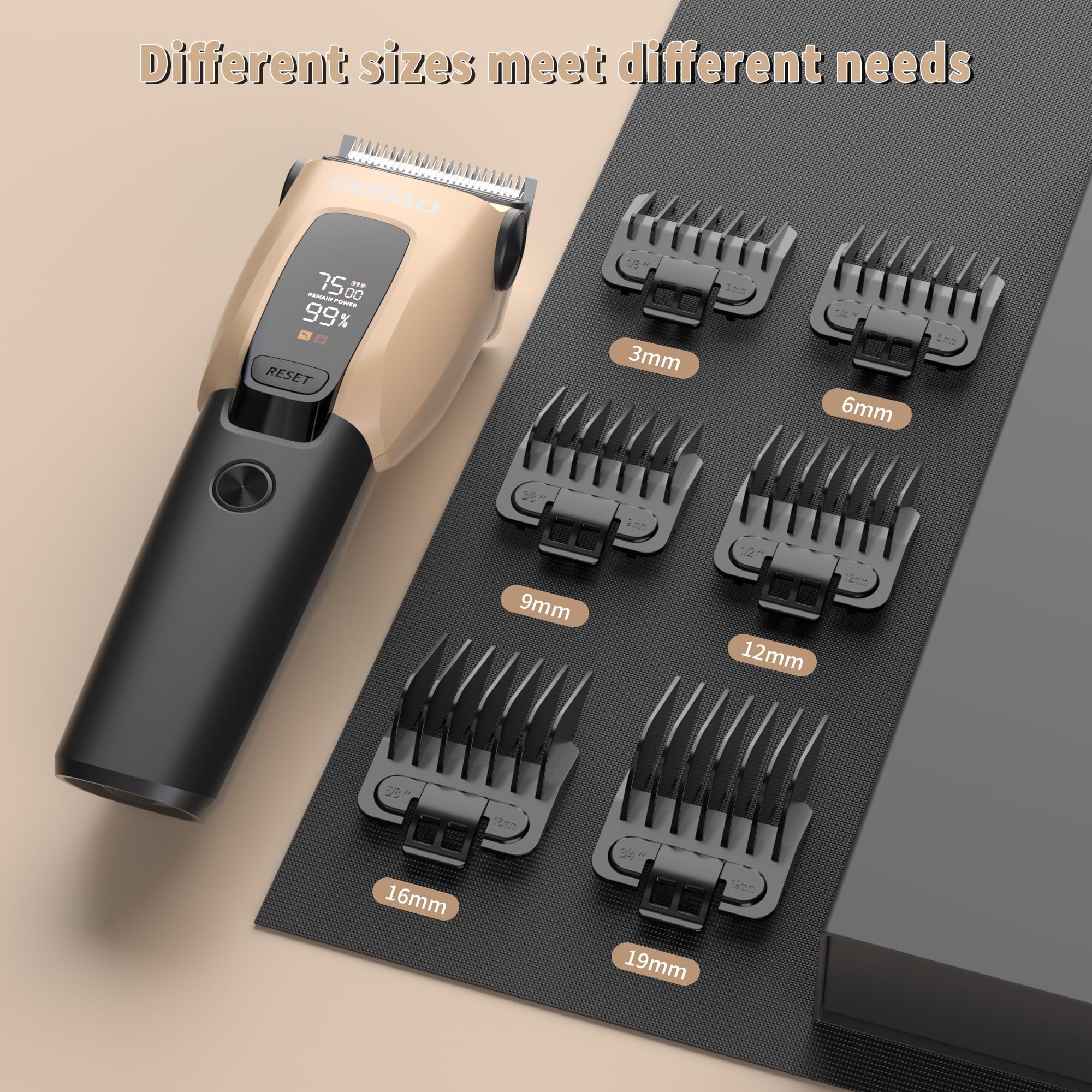 Gooad Dog Clippers For Grooming For Heavy Thick Hair&Coats,7500Rpm Low Noise Dog Hair Trimmer,Rechargeable Cordless Pet Shaver,