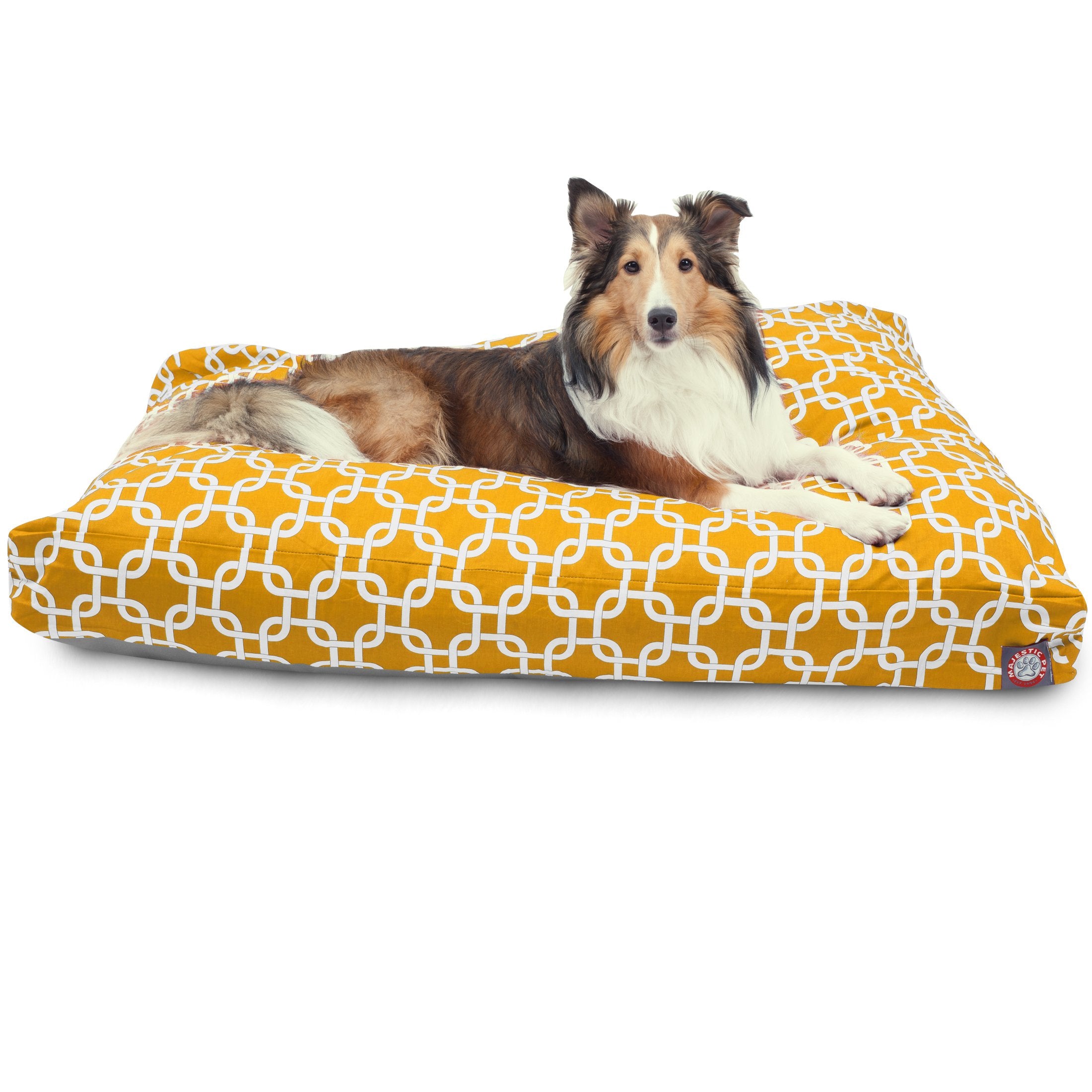 Yellow Links Large Rectangle Indoor Outdoor Pet Dog Bed With Removable Washable Cover By Majestic Pet Products