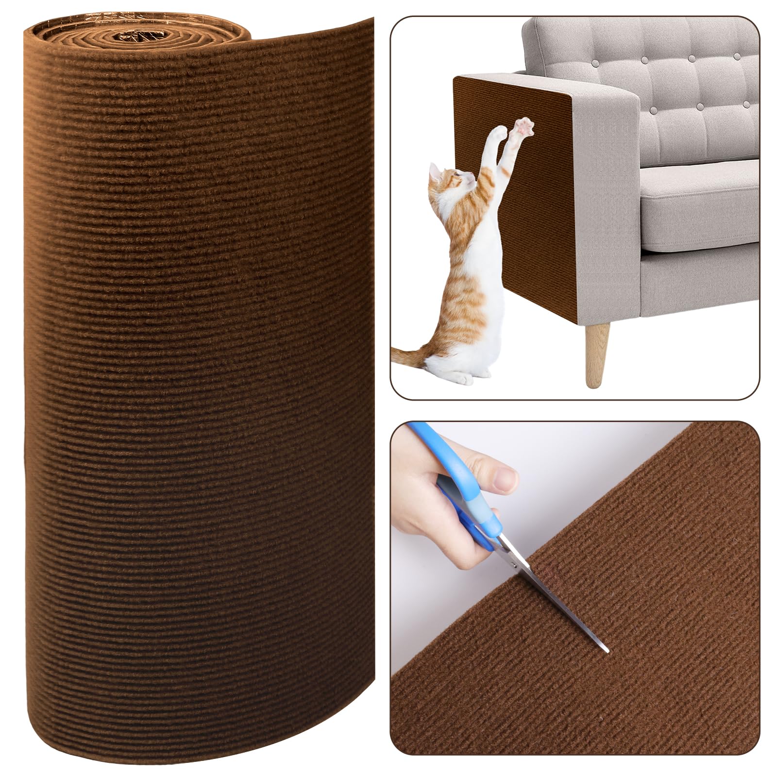Cat Scratch Furniture Protector 78.7''X15.8'' Cat Scratching Mat, Trimmable Self-Adhesive Cats Claws Scratch Pads, Climbing Scra