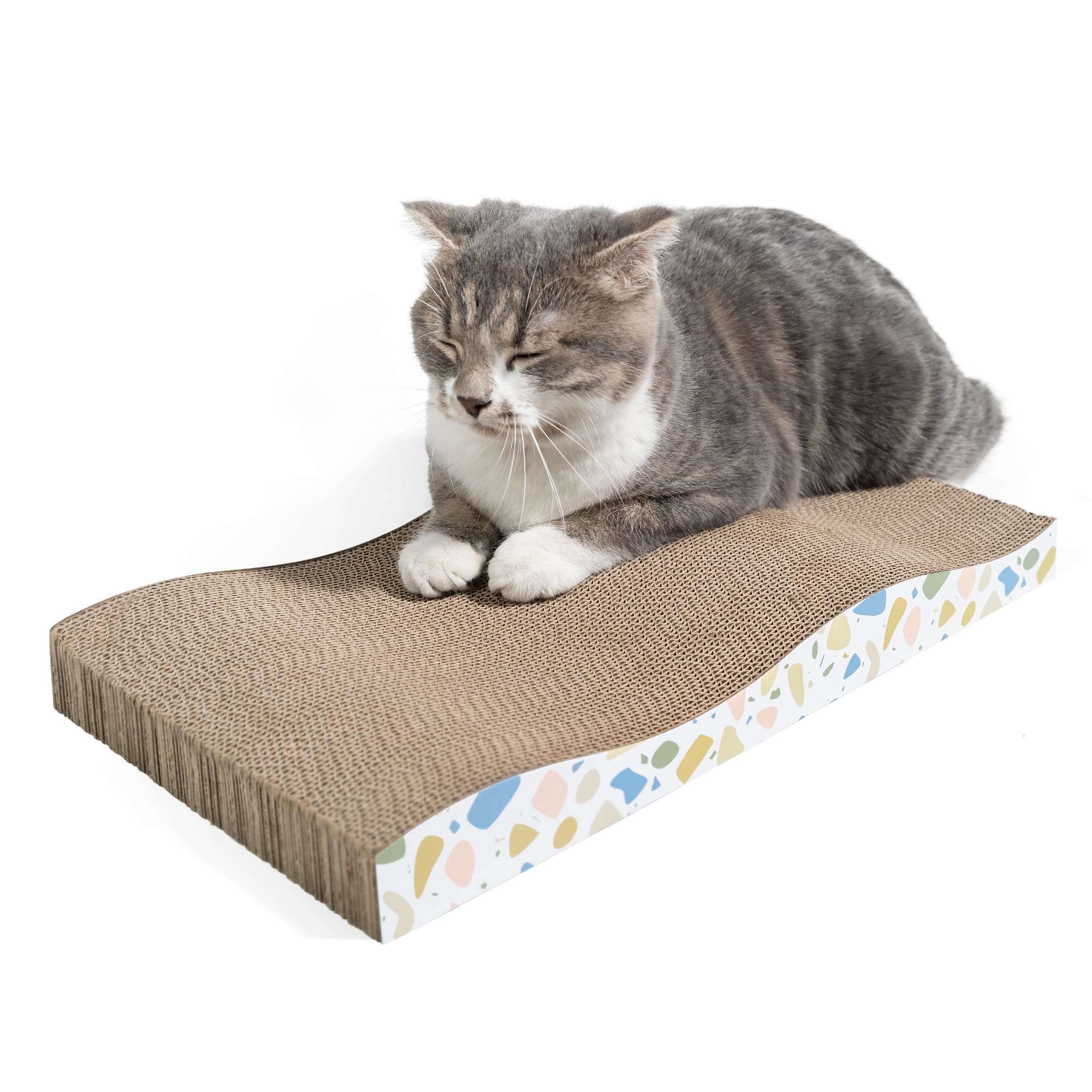 Conlun Cat Scratcher Cardboard Cat Scratch Pad With Premium Scratch Textures Design Durable Cat Scratching Pad Reversible Half Wave 16.5L X 8.6W X 1.6H