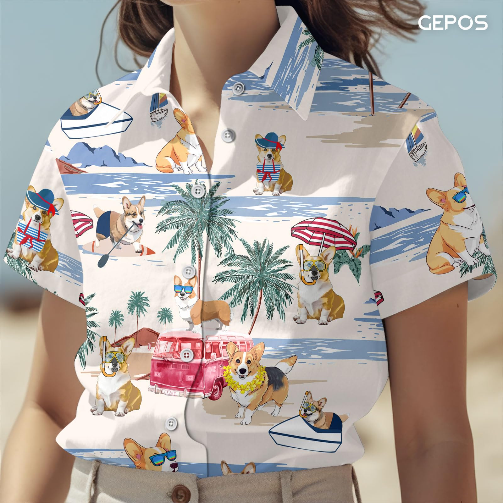 Corgi Men'S Hawaiian Shirt - Summer Beach Unisex Shirt, Dad & Men Birthday Gifts (Medium)