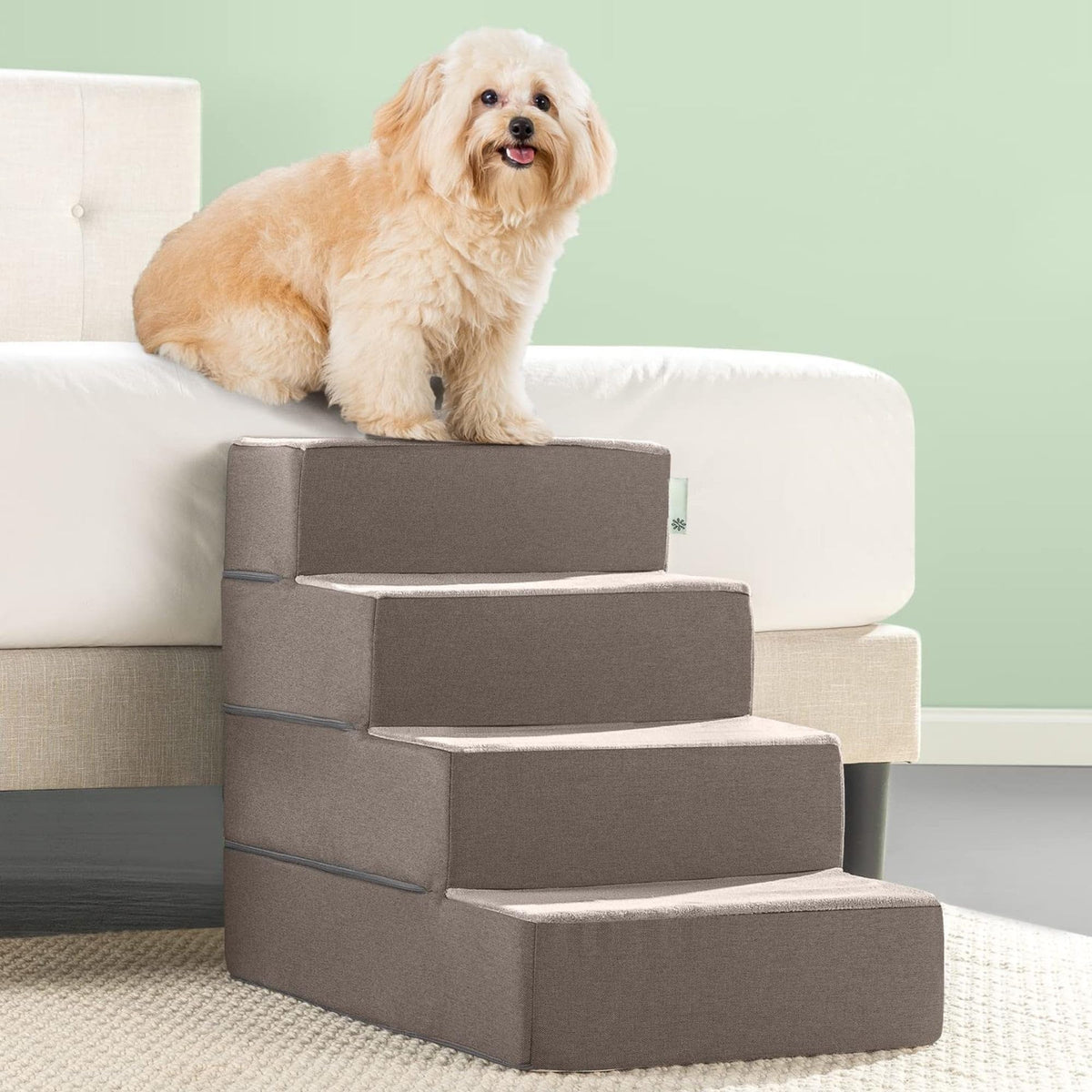 Zinus Easy Pet Stairs, Pet Ramp, Pet Ladder, Large, Sand