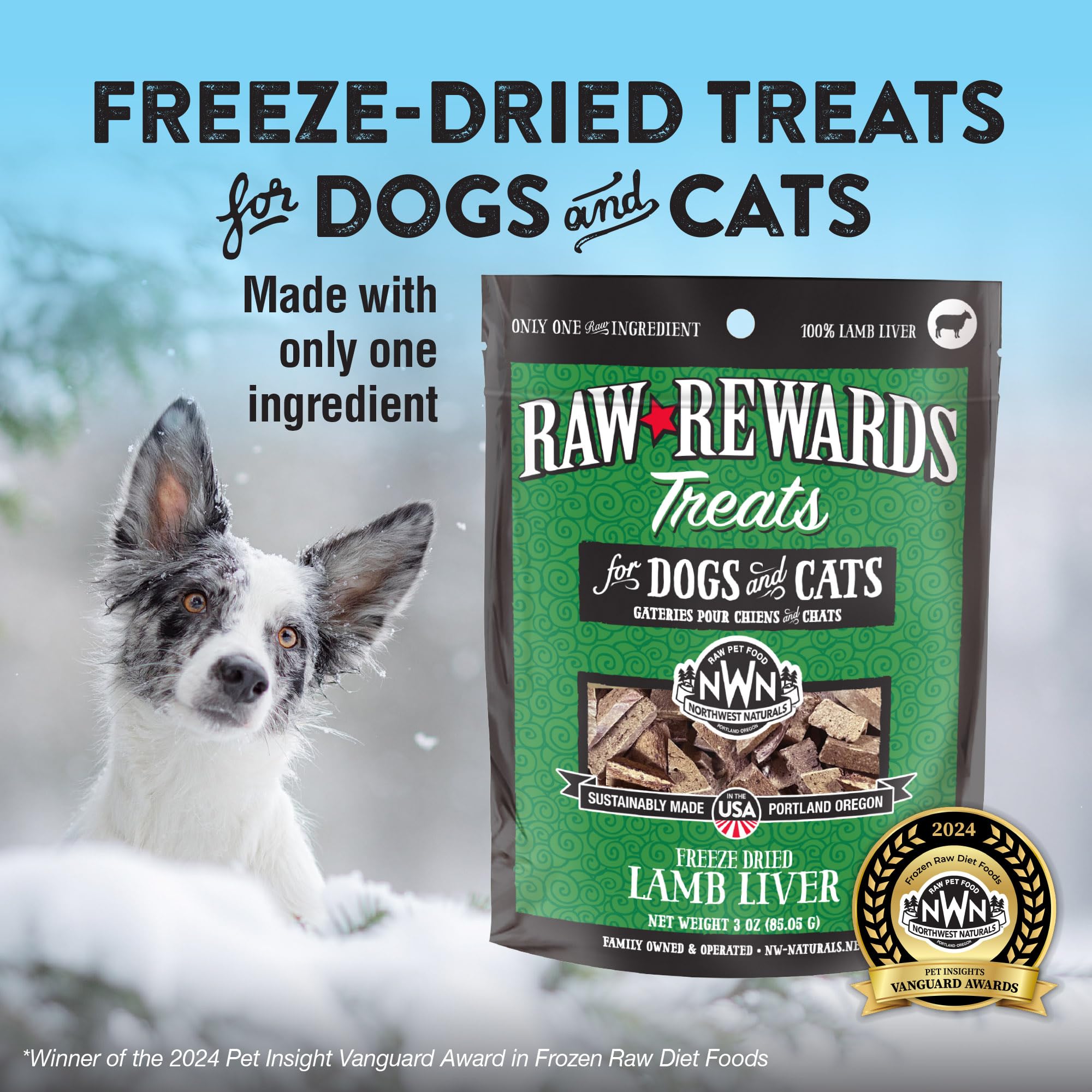 Northwest Naturals Freeze-Dried Lamb Liver Treats for Dogs & Cats - Healthy, All Natural, 3 Oz