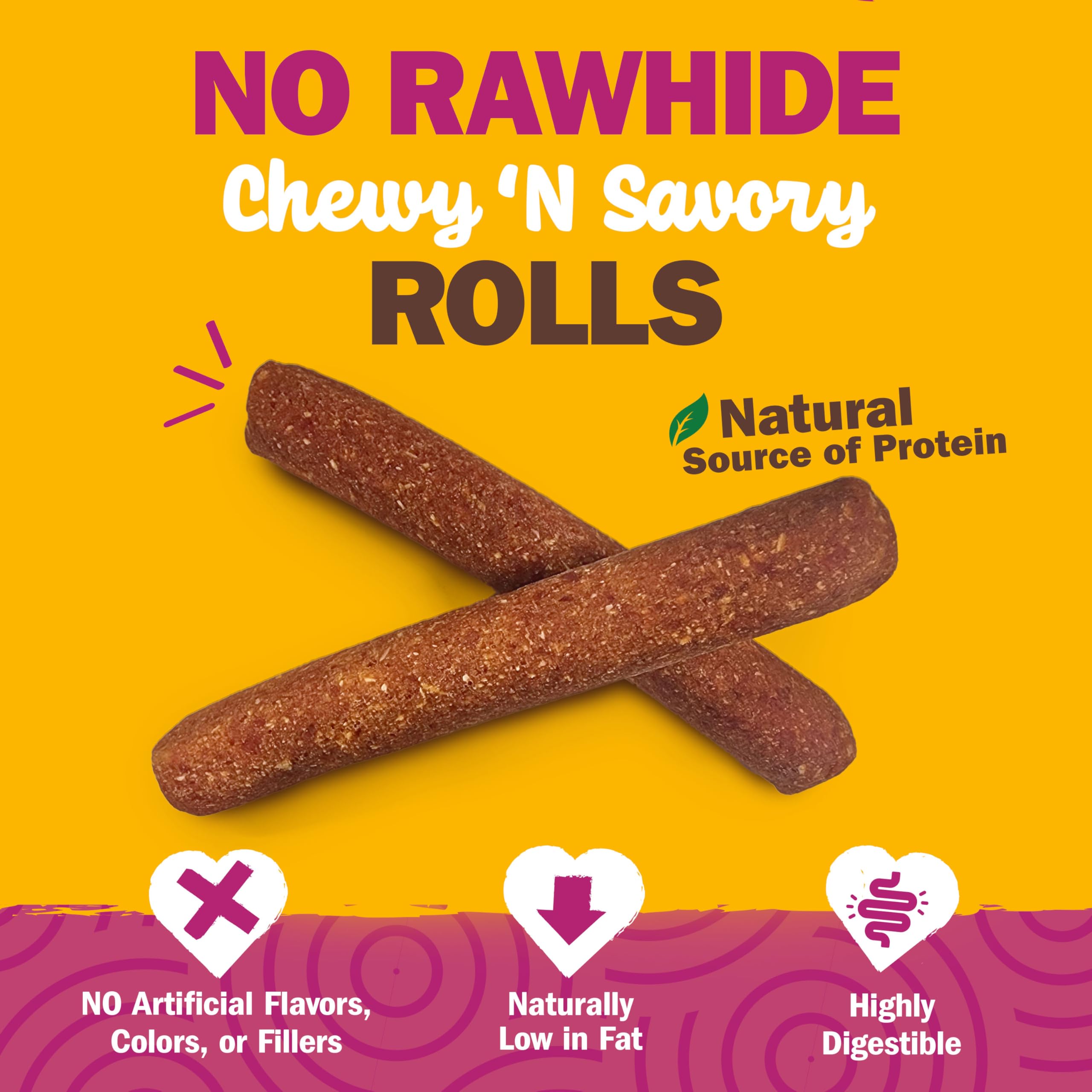 Cadet Chewalicious Chewy N Savory Rolls with Real Duck, Rawhide-Free Healthy Dog Chews, Limited-Ingredient Dog Treats & Long-La