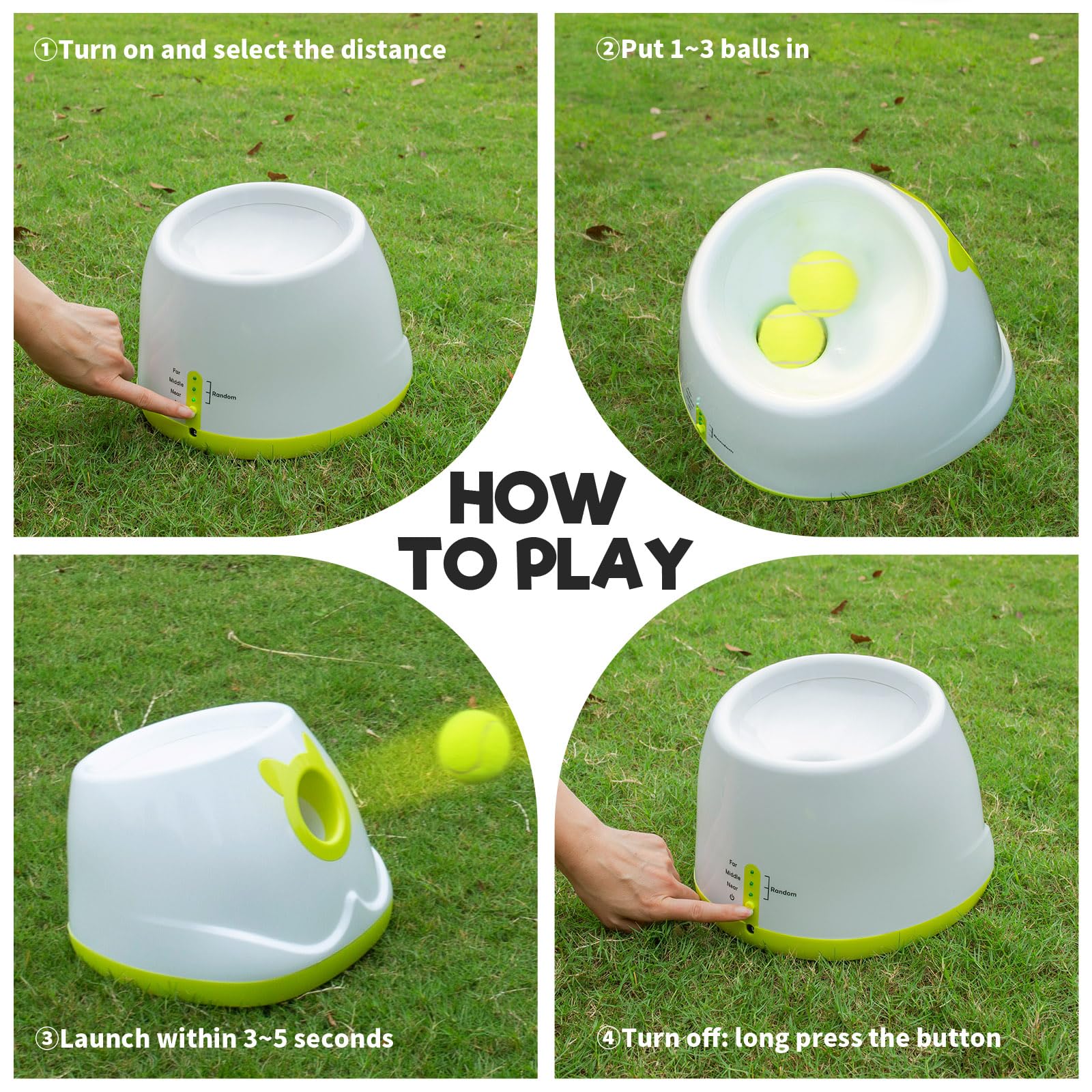 Palulu Automatic Ball Launcher For Dog, Including 9 Small Sized 2-Inch Balls, Adjustable Launch Distance, Suitable For Small To