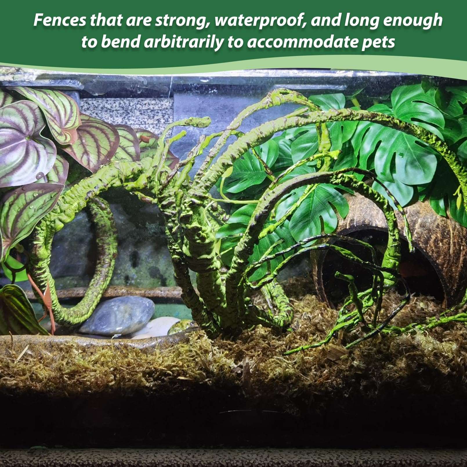 Pinvnby Pivby Flexible Bend-A-Branch Jungle Vines Pet Habitat Decor Reptile Plants Terrarium For Lizard, Frogs, Snakes And More Reptiles Climbing (Fat: 43.31 X 0.79 Inch)