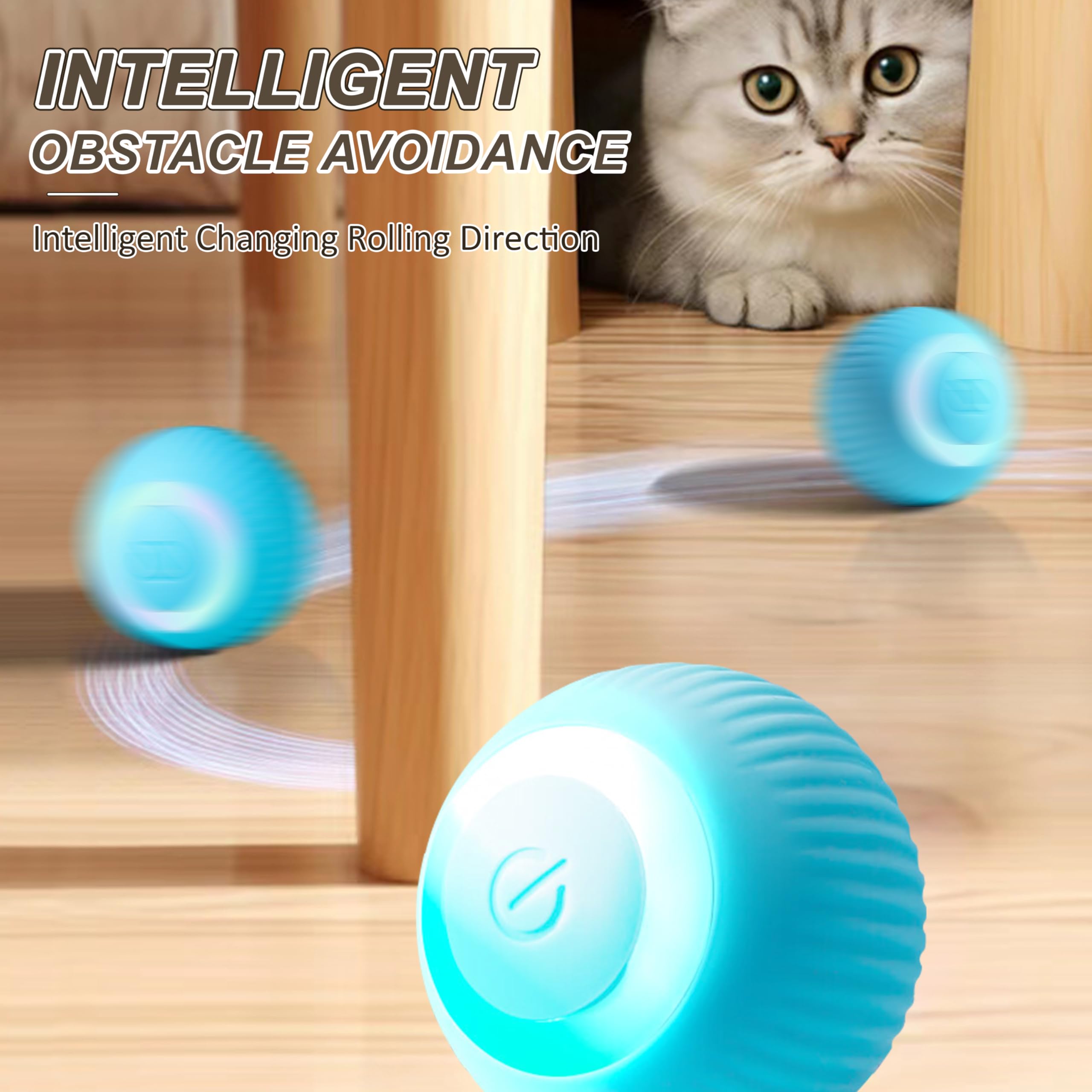 ZALBYUY Interactive Cat Ball Toy, Intelligent Cat Toys with LED Lights, Automatic Moving Rolling Ball for Indoor Cats, Cat Autom