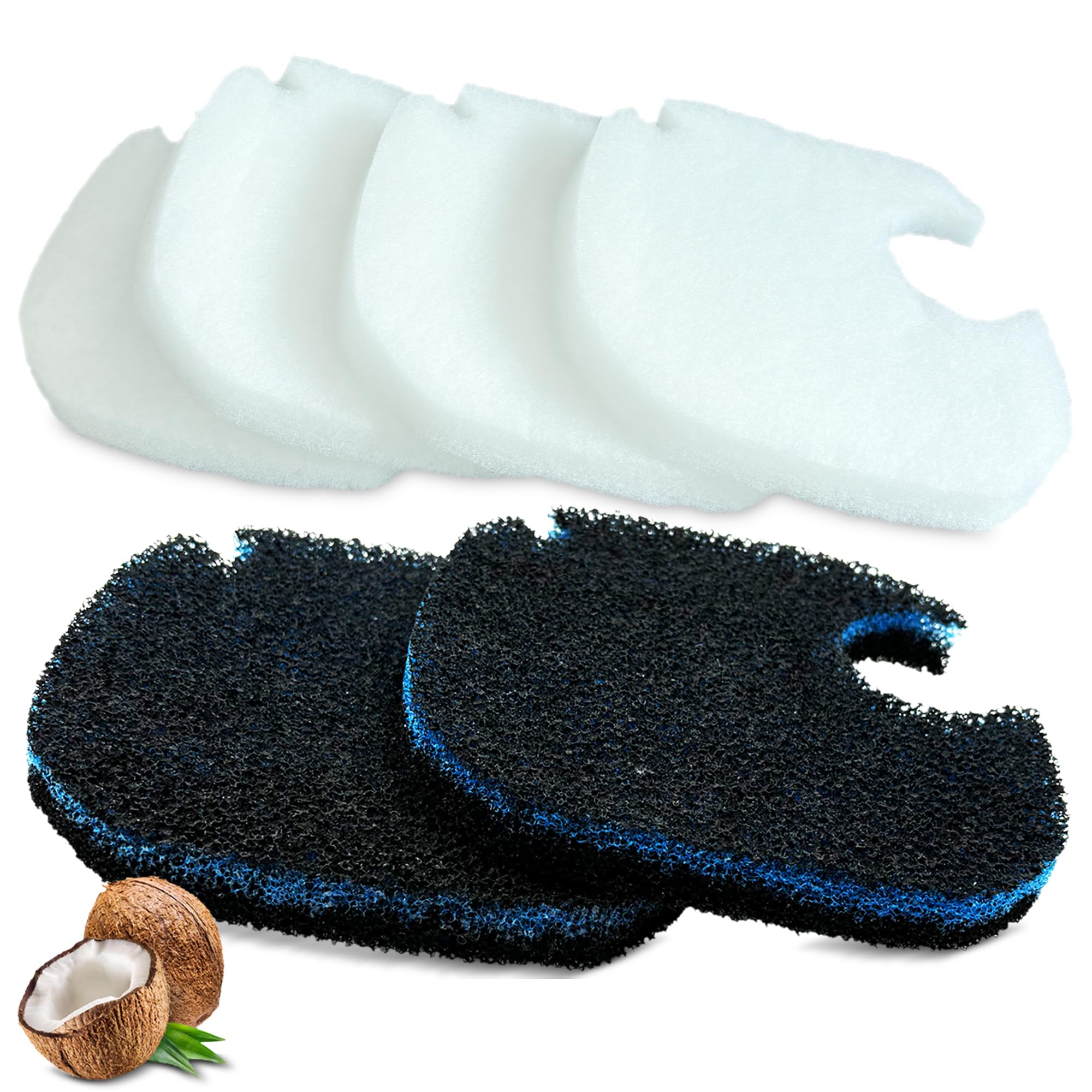 Replacement Cotton White Floss Pads And Activated Carbon Sponge Bio Filter Pads Refill Kit For Amosijoy Aquarium Canister Filter