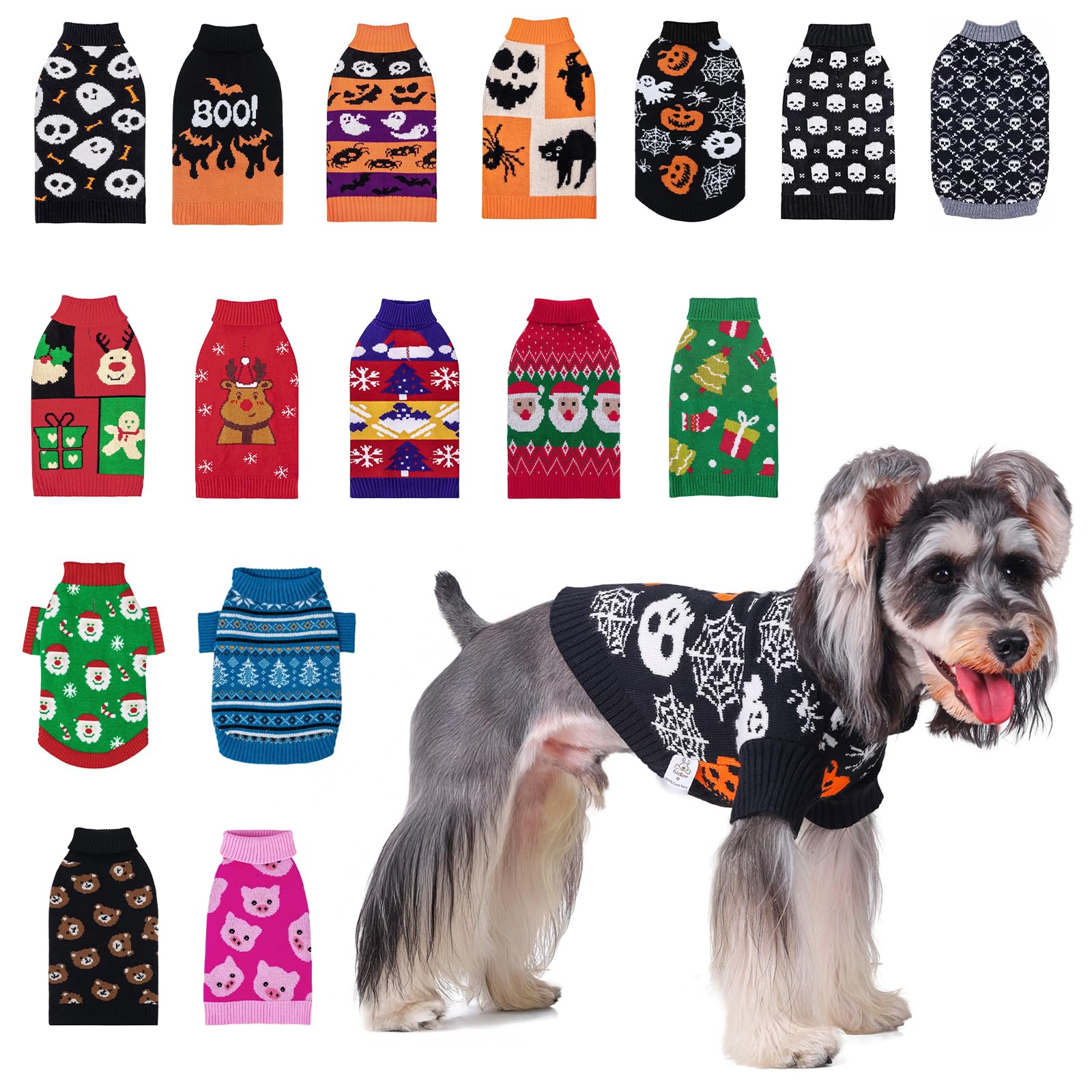 Cutebone Skull Dog Sweater Black Dog Sweater With Leash Hole Puppy Clothes For Medium Dogs Cozy Sweatshirts Puppy Sweater For Ch