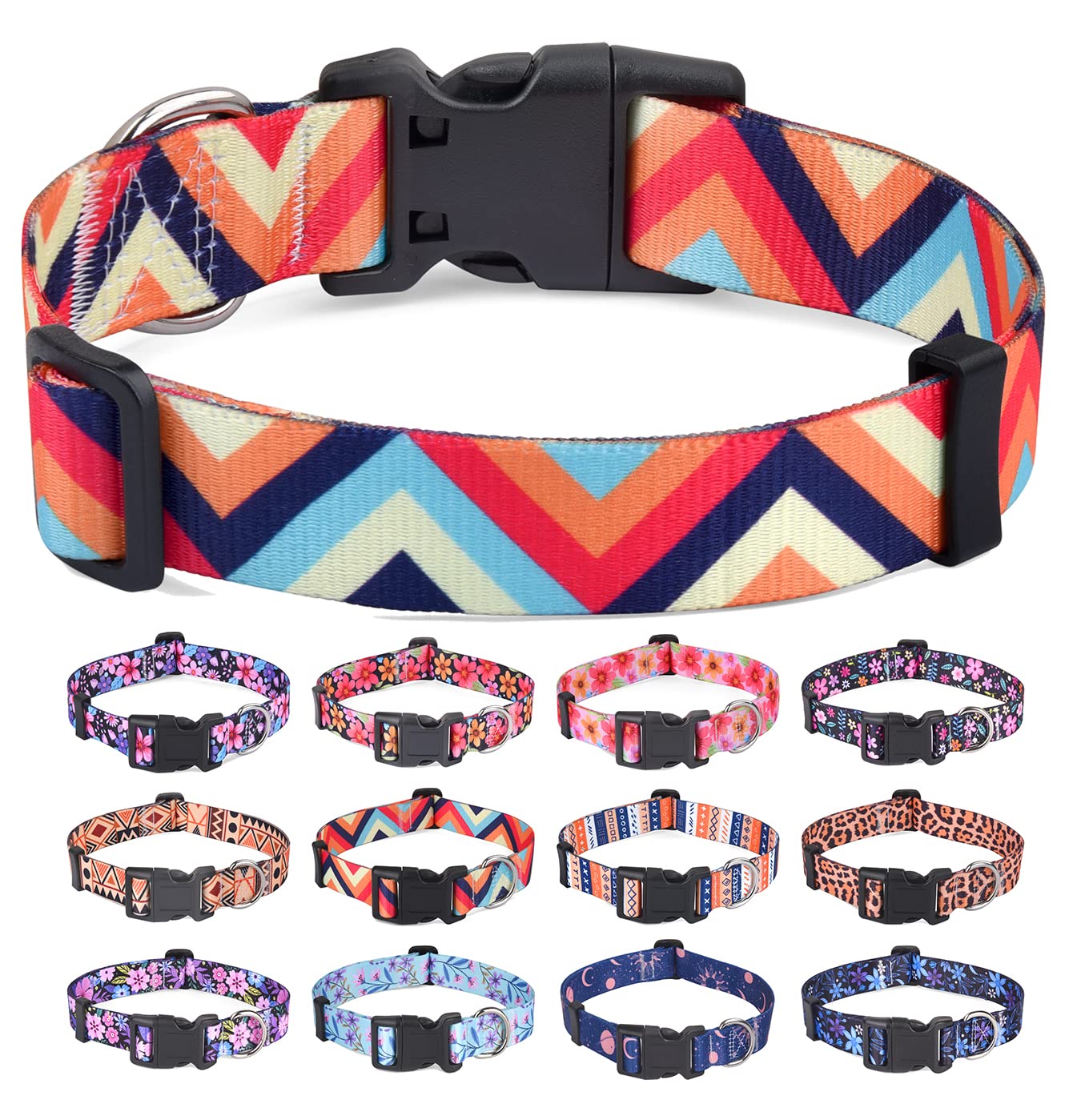 Hqyddmi Dog Collar For Small Dogs, Soft Comfy Pet Collar For Small Medium Large Dogs, Geometry Pattern For Boy Girl Puppy Dogs(C