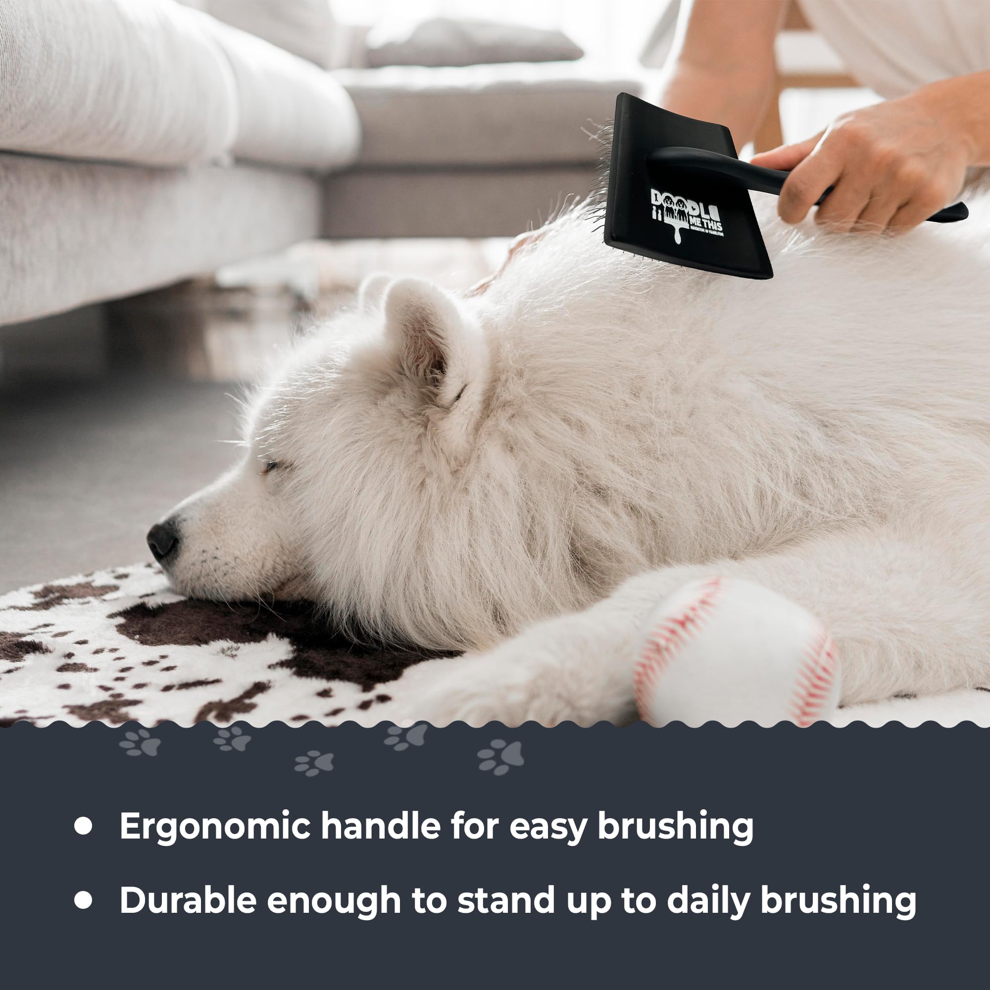 Slicker Brush For Goldendoodles And Long Haired Dogs Black Finish Long Stainless Steel Pins For Detangling And Dematting Groomin
