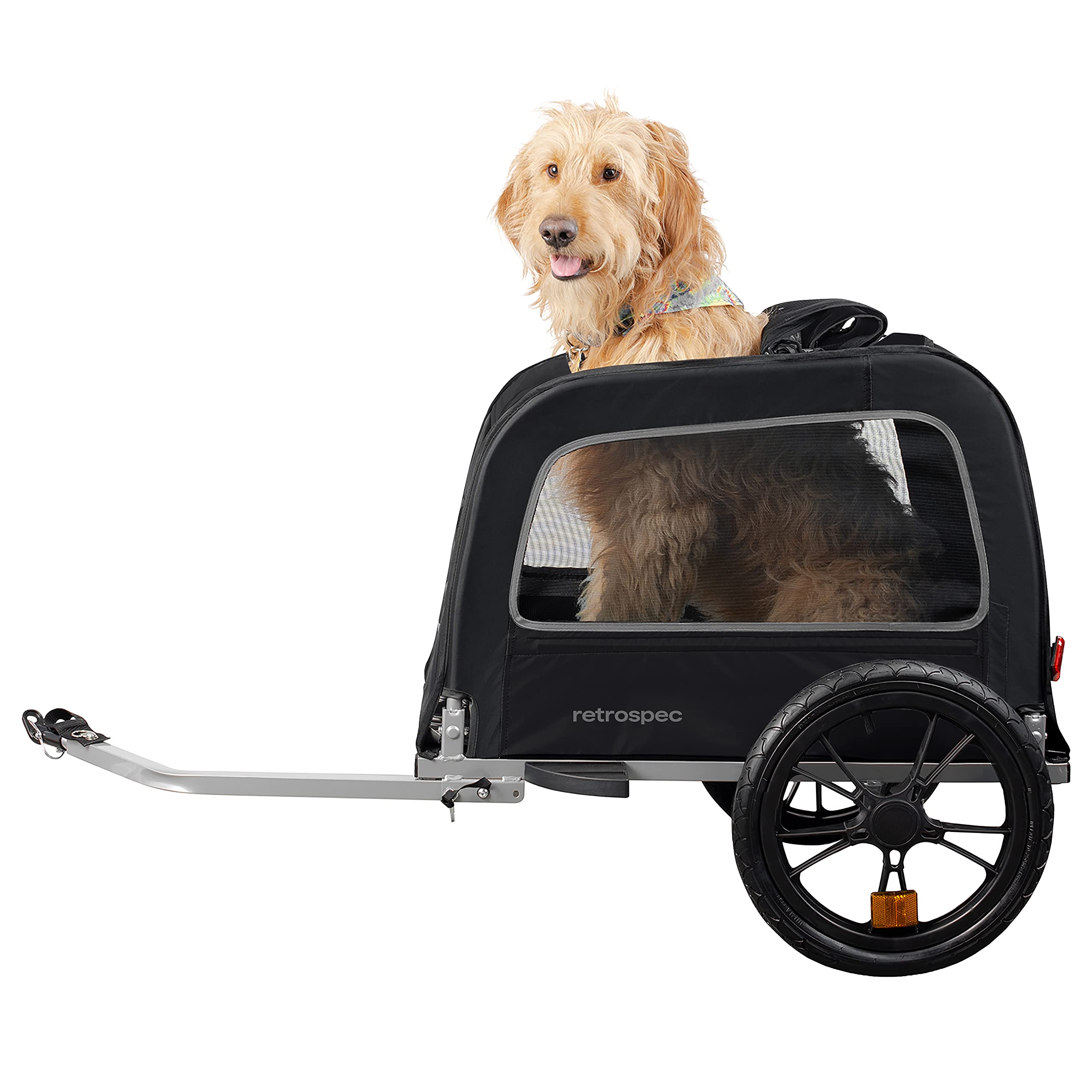 Retrospec Rover Hauler Pet Bike Trailer - Small & Medium Sized Dogs Bicycle Carrier - Foldable Frame With 16 Inch Wheels - Non-S