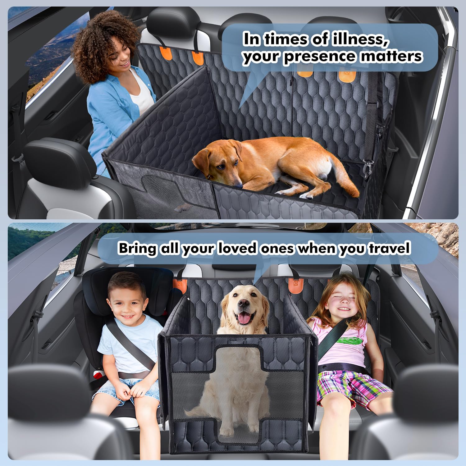 Chumajor 3-in-1 Convertible PU Leather Dog Car Seat Extender & Booster Seat - 400lb Capacity, Waterproof, Hard Bottom, Scratch-P