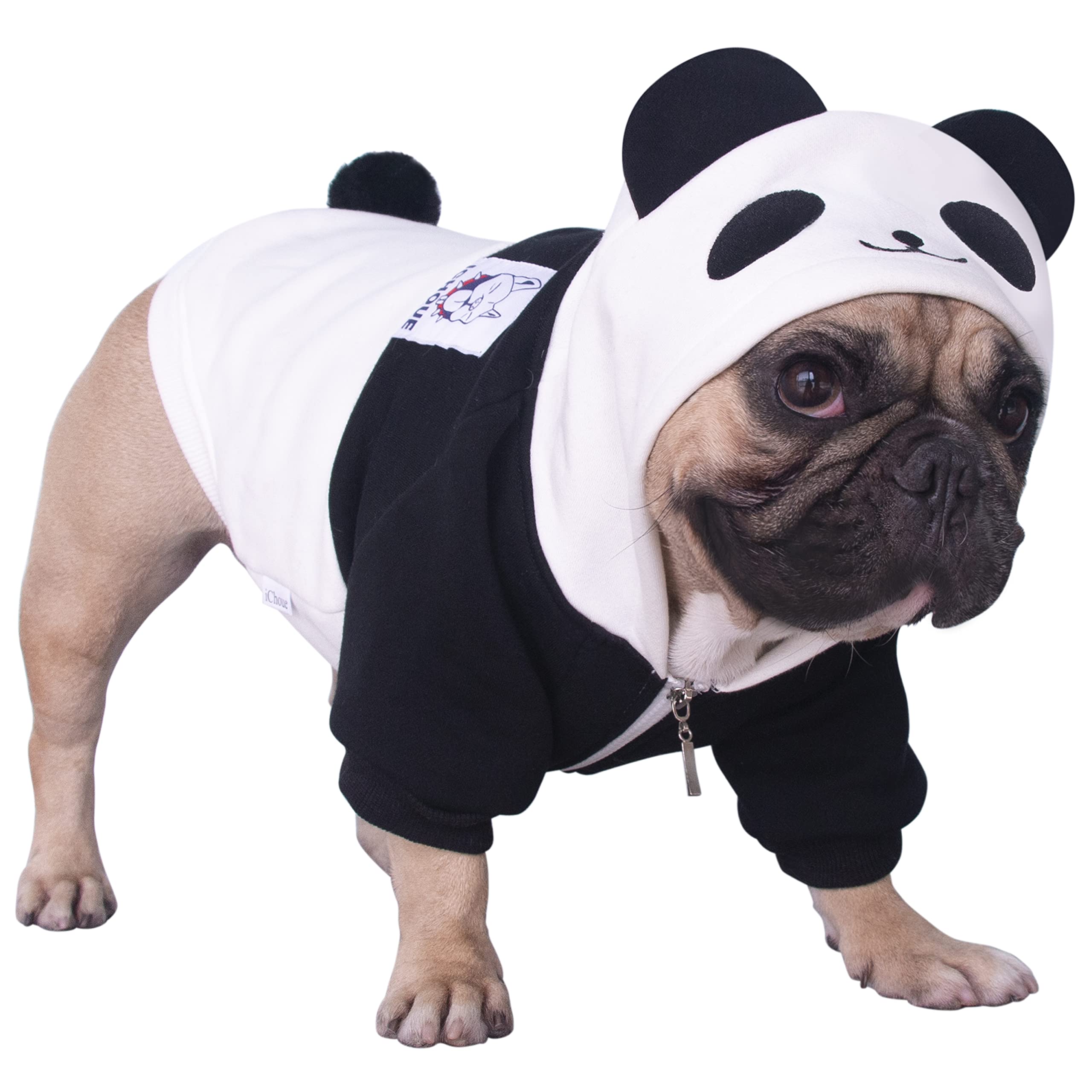 iChoue Panda Christmas Halloween Dog Costumes, Cute Animal Hoodies, Warm Pet Clothes for Medium Dogs French English Bulldog Pug 