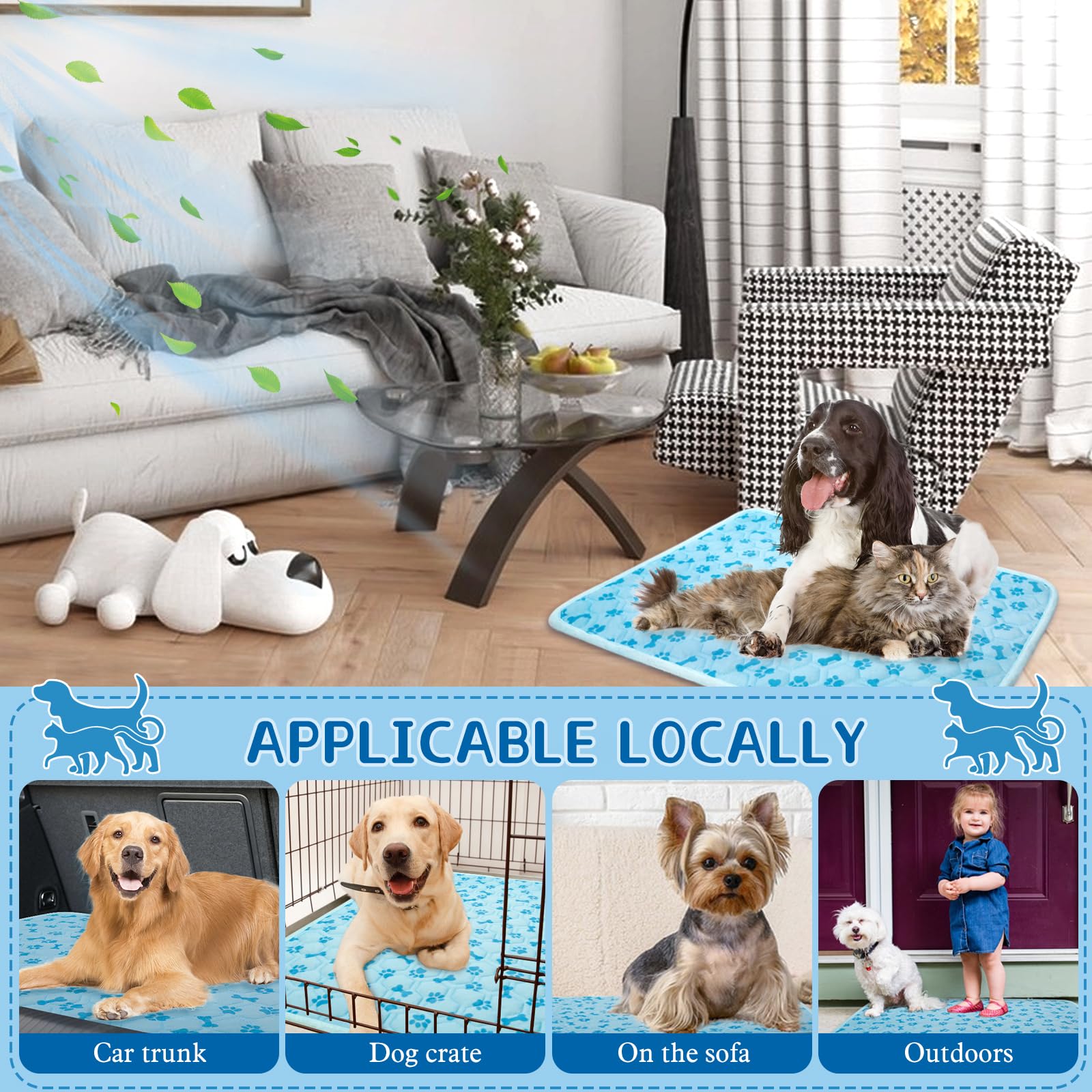 Shejize Dog Cooling Mat Self-Cooling Mat For Dogs And Cats Non-Slip Pet Cool Pad Dog Sleeping Pad Summer Blanket For Pets Foldab