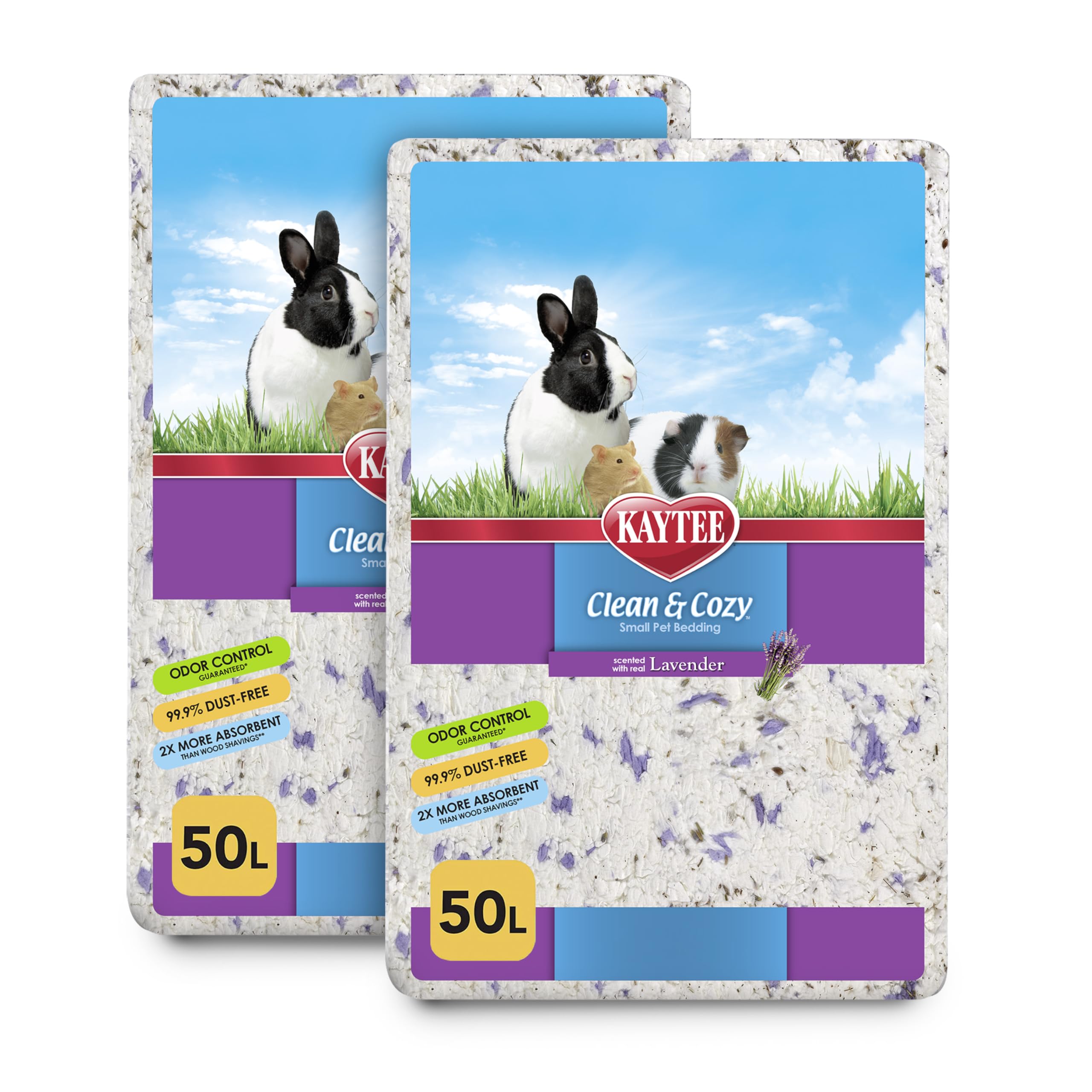 Kaytee Clean & Cozy Lavender Bedding for Pet Guinea Pigs, Rabbits, Hamsters, Gerbils, and Chinchillas, 100 Liters