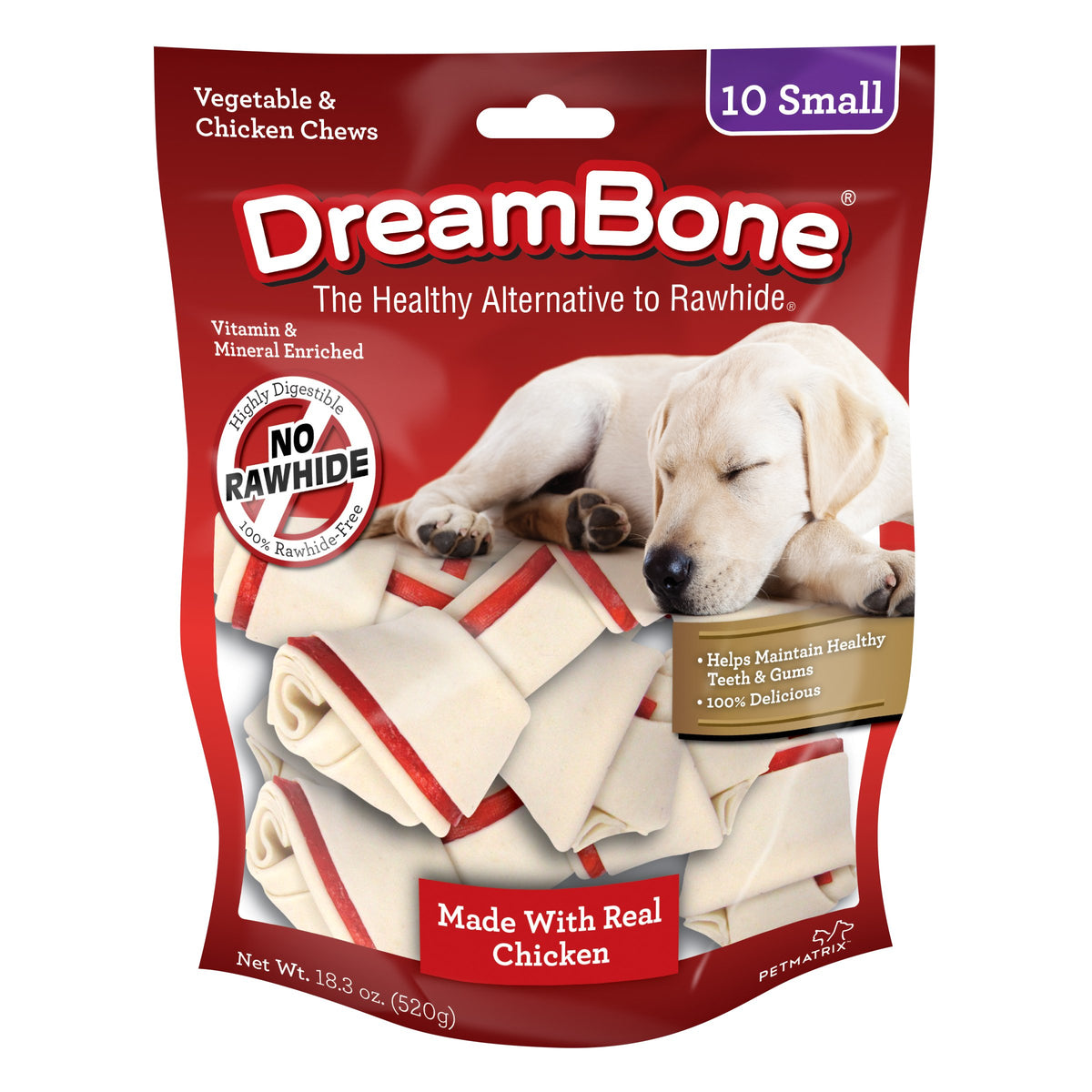 Dreambone Vegetable & Chicken Dog Chews, Rawhide Free, Small, 10-Count (Dbc-02029)