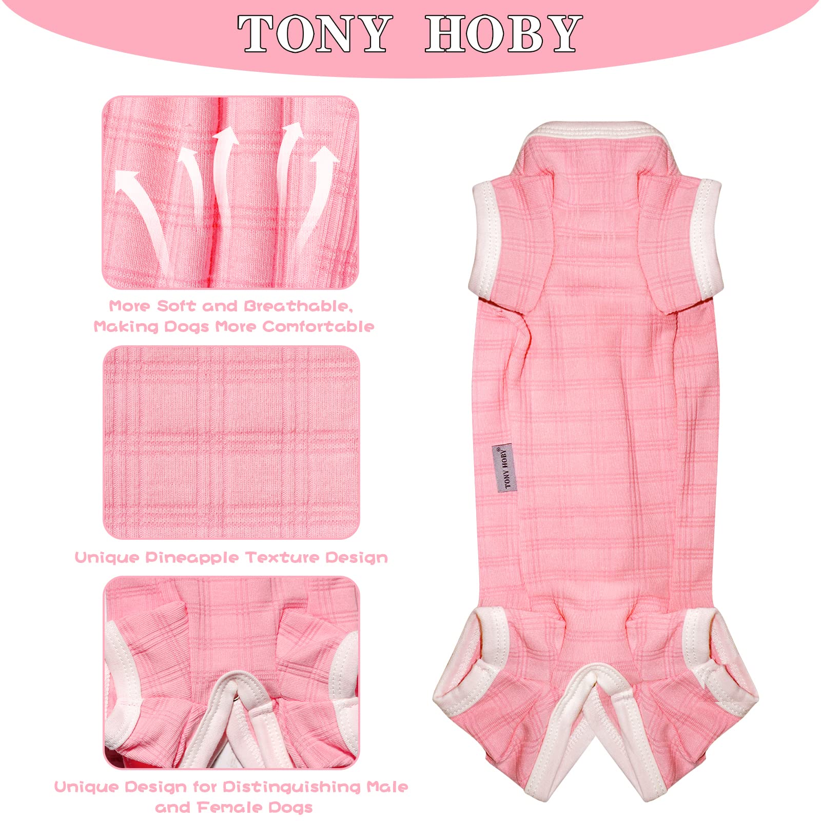 Tony Hoby Dog Pajamas, Dog Jumpsuit, Dog Recovery Suit After Surgery For Small Medium Dog (Pink, Girl, M)