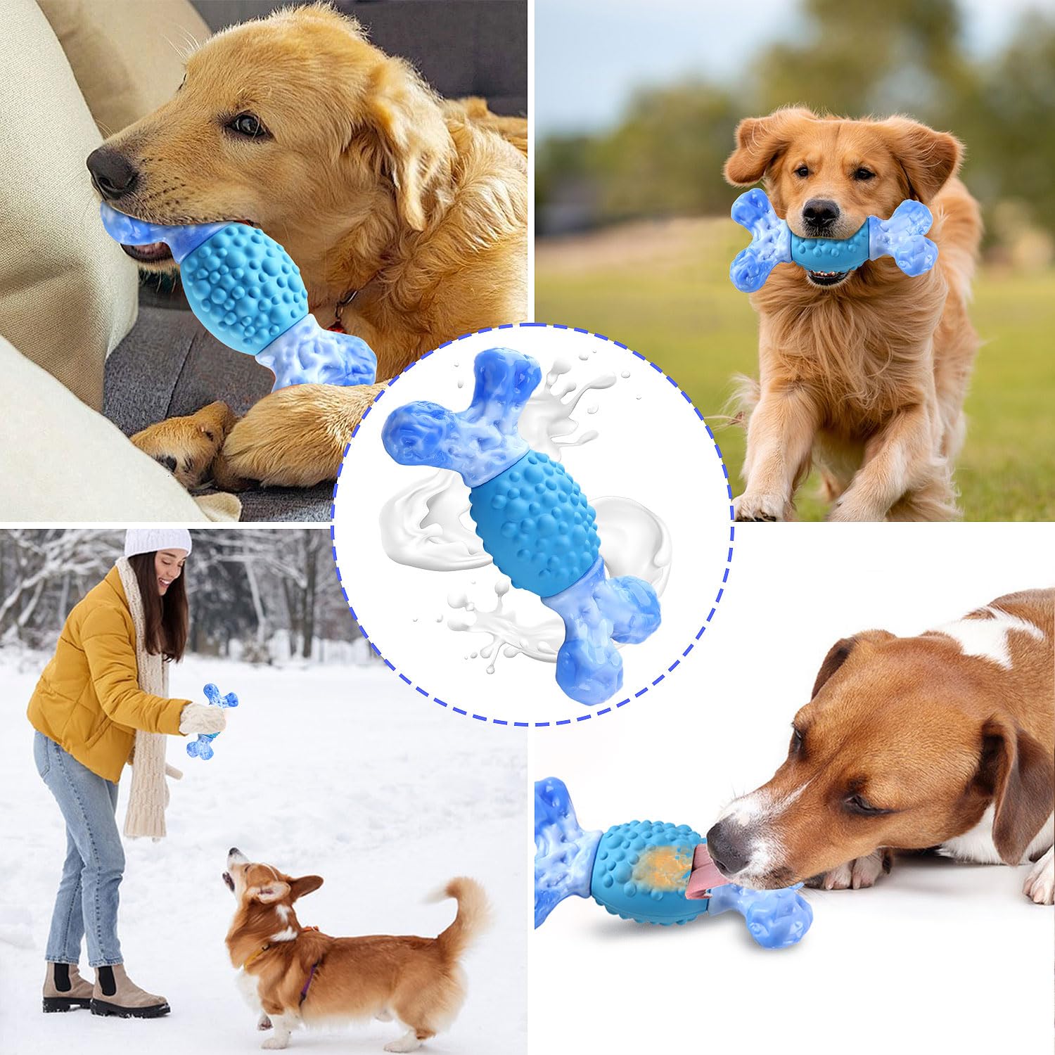 Rensh Tough Dog Chew Toys for Medium and Large Breeds, Sturdy Dog Toys for Aggressive Chewers, Nearly Indestructible Bones Toy f