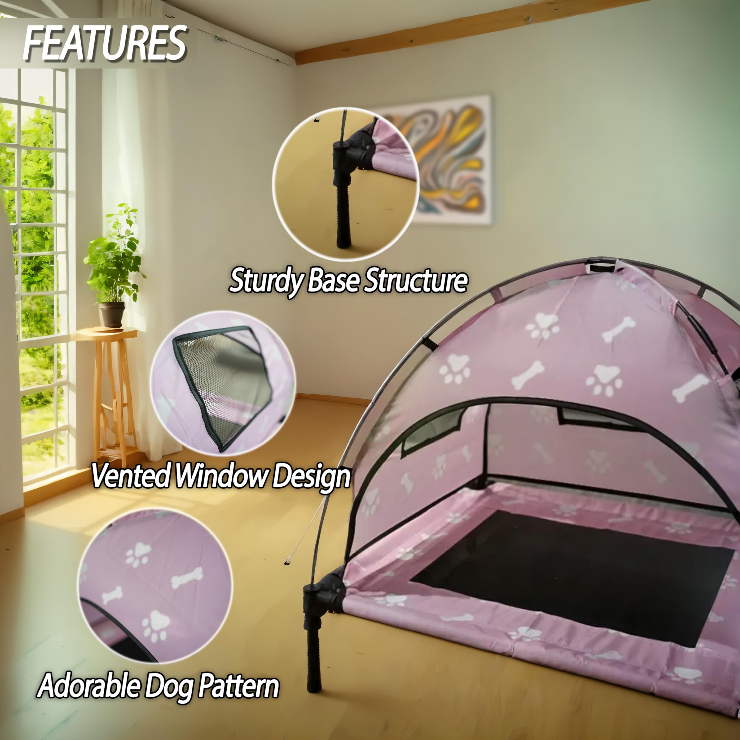 Elevated Covered Dog Bed - 36 x 36 x 30 - Dog Shade Canopy Lounger for Small & Large Dogs (Up to 110 lbs) - Portable & Durable -