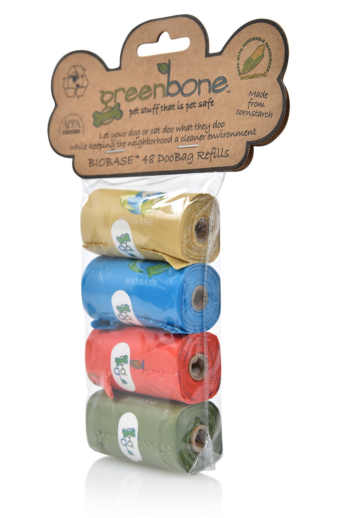 Greenbone Biobase Pet Poop Bags - 4 Rolls, 48 Bags - 13 Inch X 9 Inch