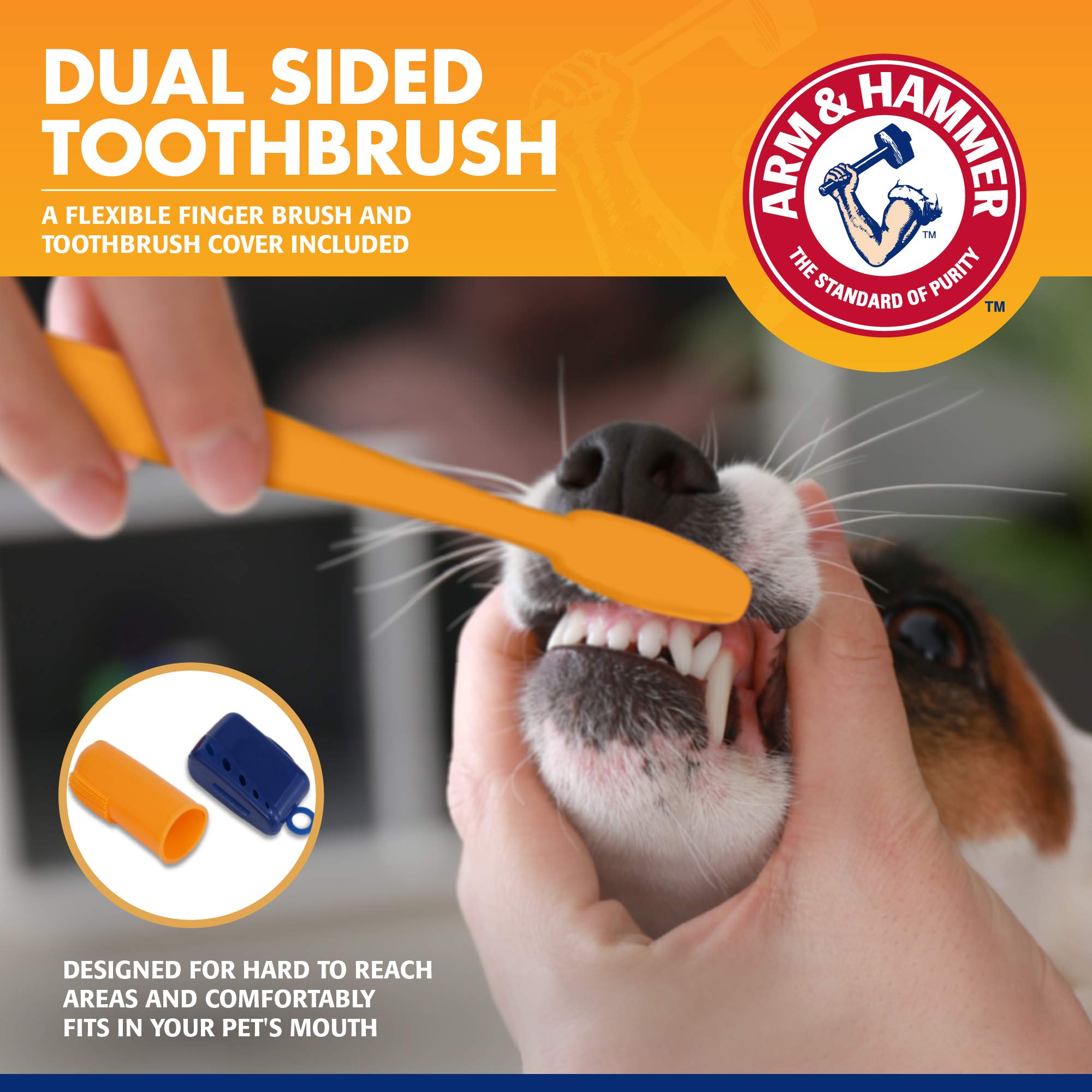 Arm & Hammer for Pets Tartar Control Kit for Dogs Contains Toothpaste, Toothbrush & Fingerbrush Reduces Plaque & Tartar Buildup,