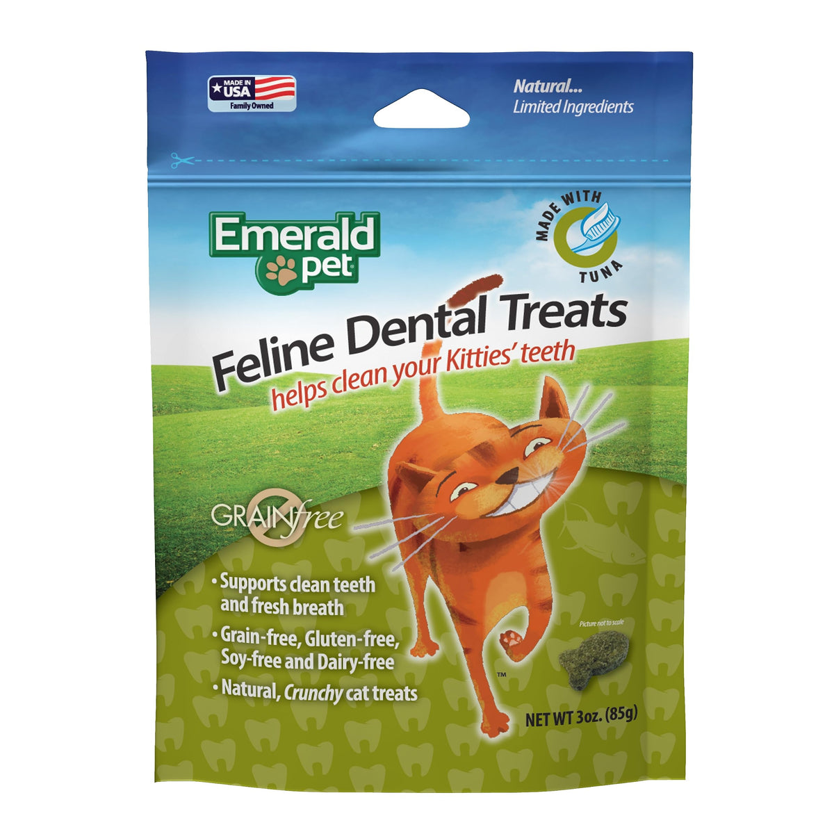 Feline Dental Treats - Tasty And Crunchy Cat Dental Treats Grain Free - Natural Dental Treats To Clean Cat Teeth, Freshen Cat Breath, And Reduce Plaque And Tartar Buildup - Tuna Treats, 3 Oz