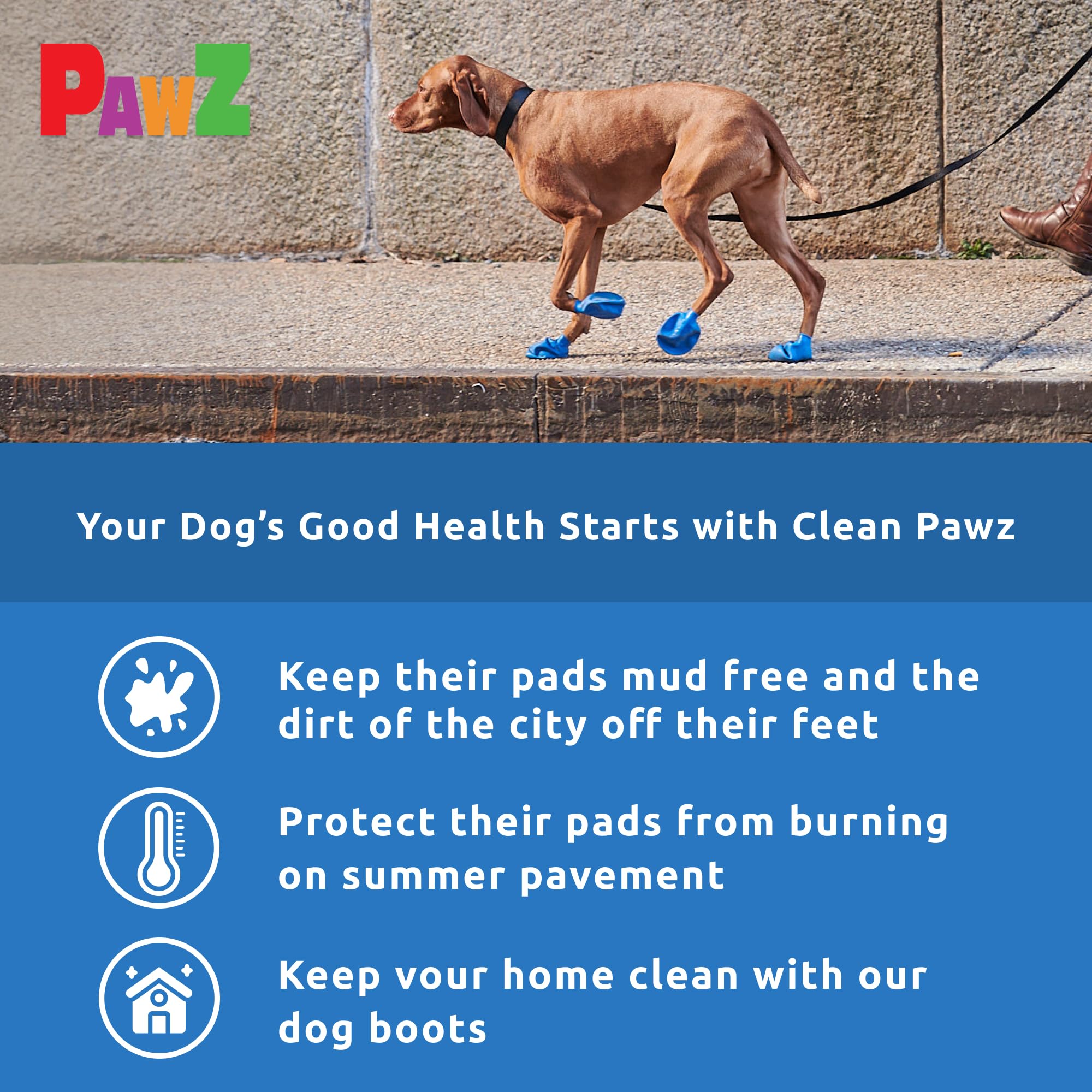 PawZ Rubber Dog Boots for Paws up to 3'', 24 Total (2 Packs of 12) - All-Weather Dog Booties for Hot Pavement, Snow, Mud, and Ra