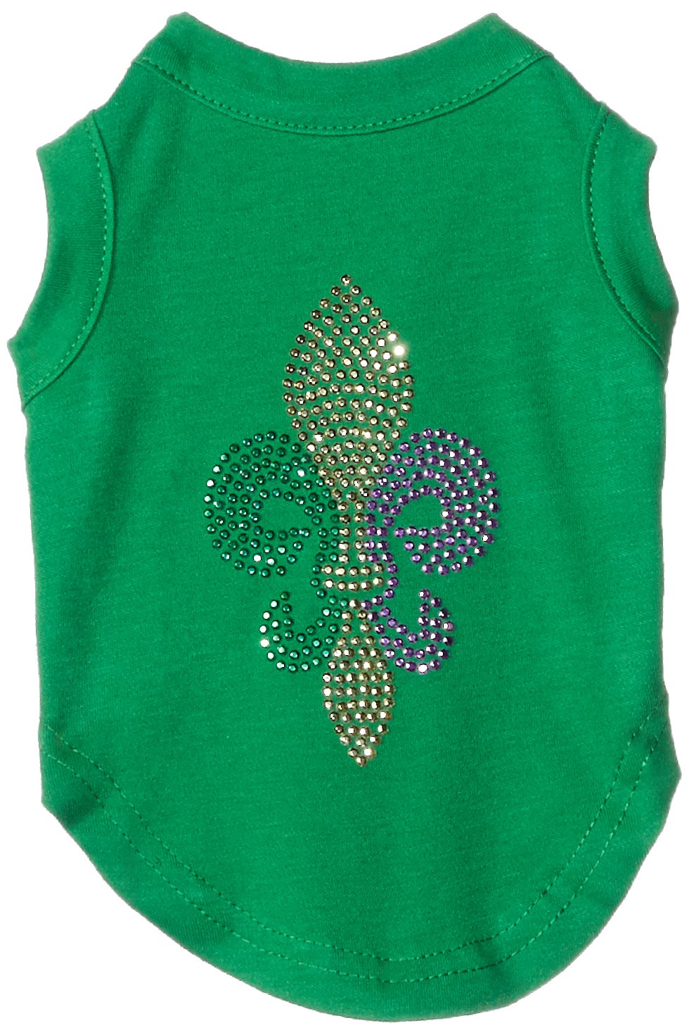 Pet Dog & Cat Shirt Rhinestone, "Mardi Gras Fleur De Lis" Emerald Green SM (3-6 lbs.)