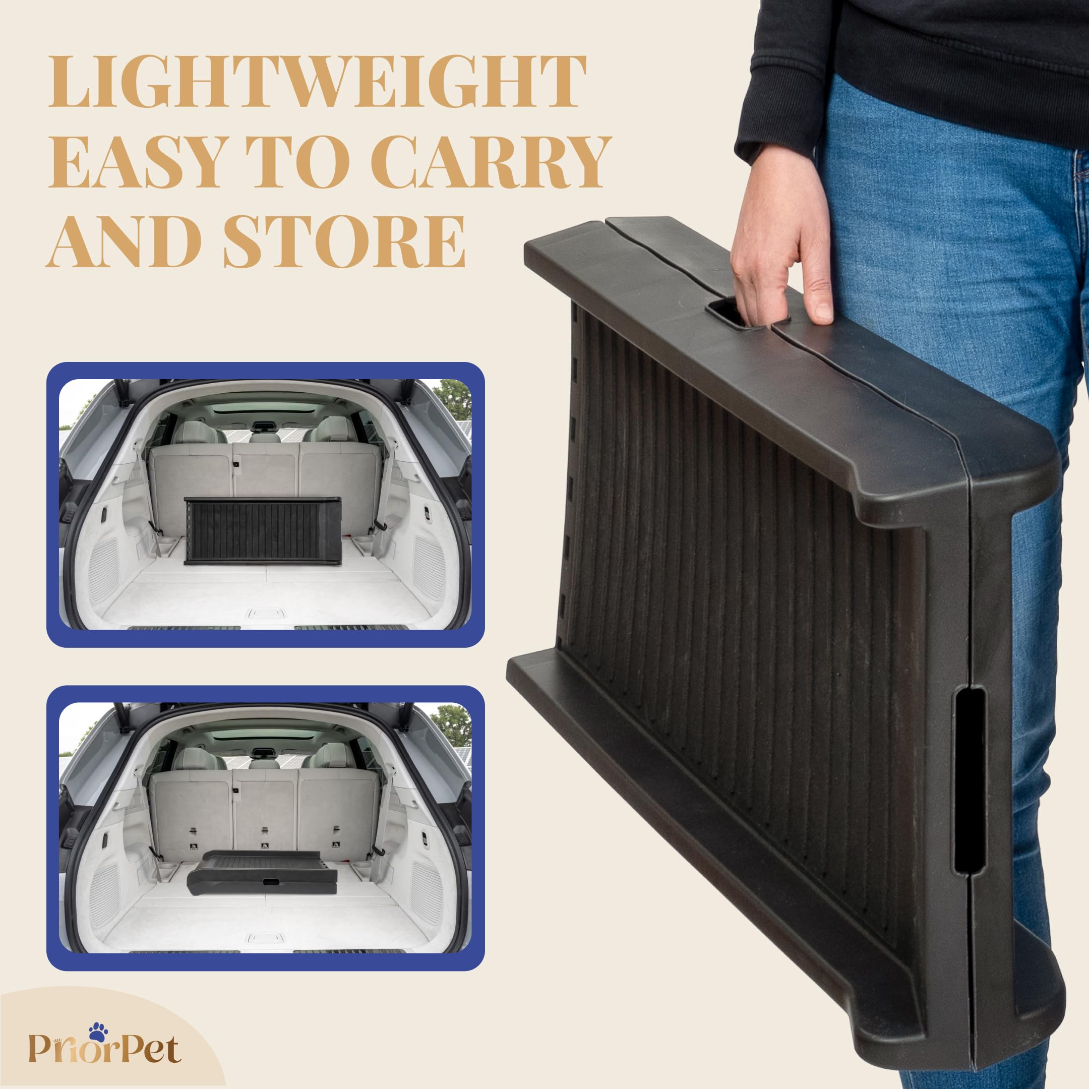 Dog Ramp for Car - 68,5 Long & 15 Wide - Rubber Anti-Slip Dog ramps for Large Dogs - Stable Dog Car Ramp 300 Pounds Capacity - F