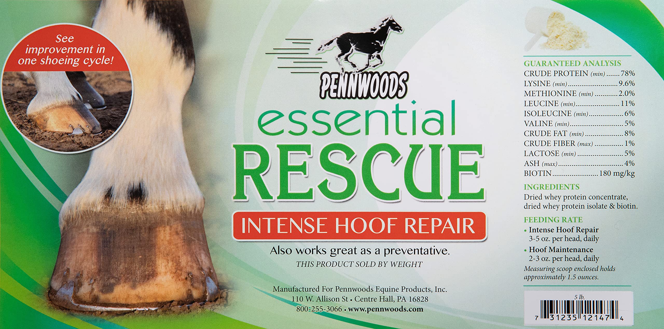 Pennwoods Essential Rescue, Hoof Supplements for Horses, Biotin & Whey Protein Formula, Weight Gain Horses, Horse Strength Suppl