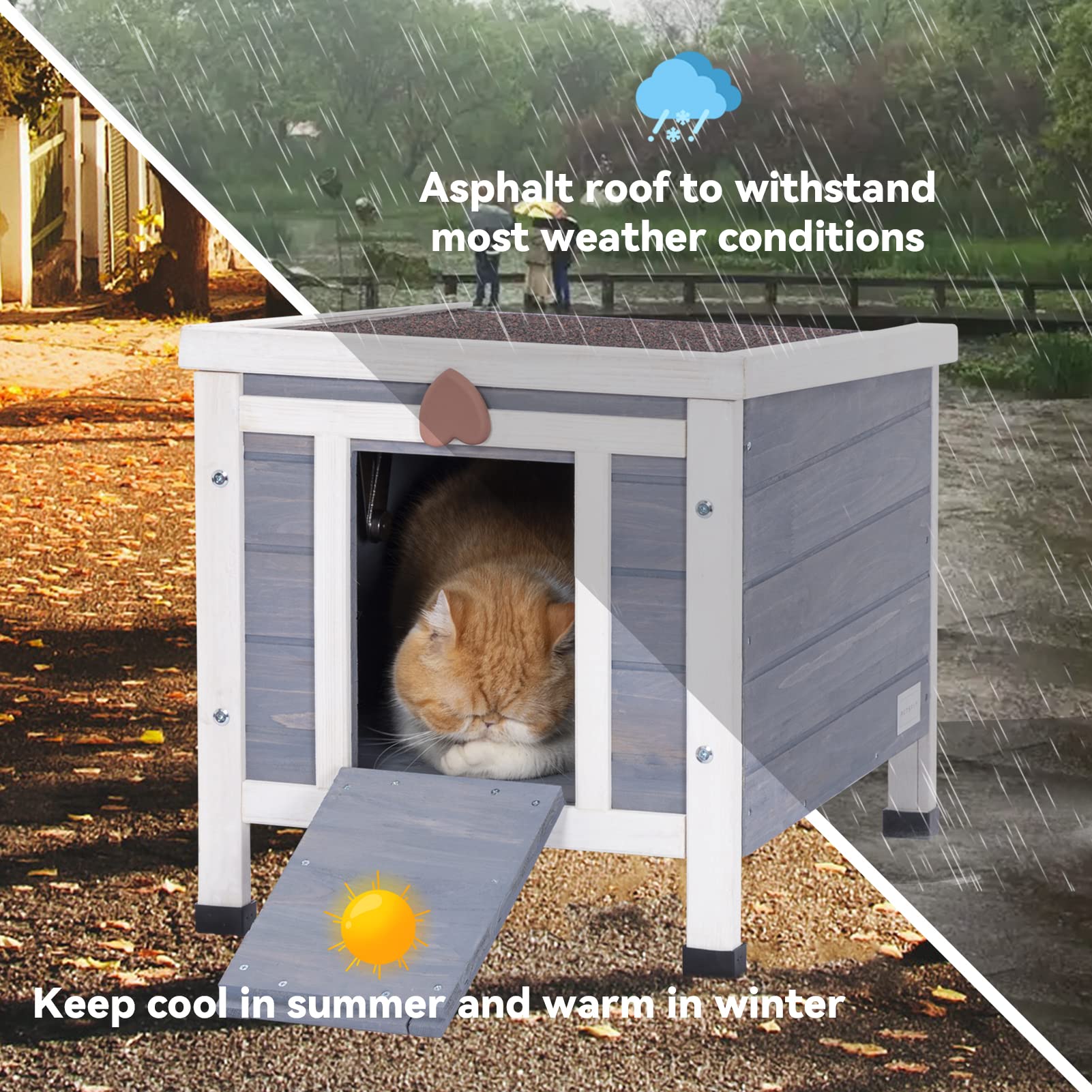 Petsfit Outdoor Cat House Weatherproof, Outside Shelter For Feral Cats, Rabbits, Chicken, Small Animal Houses & Habitats, Idea F