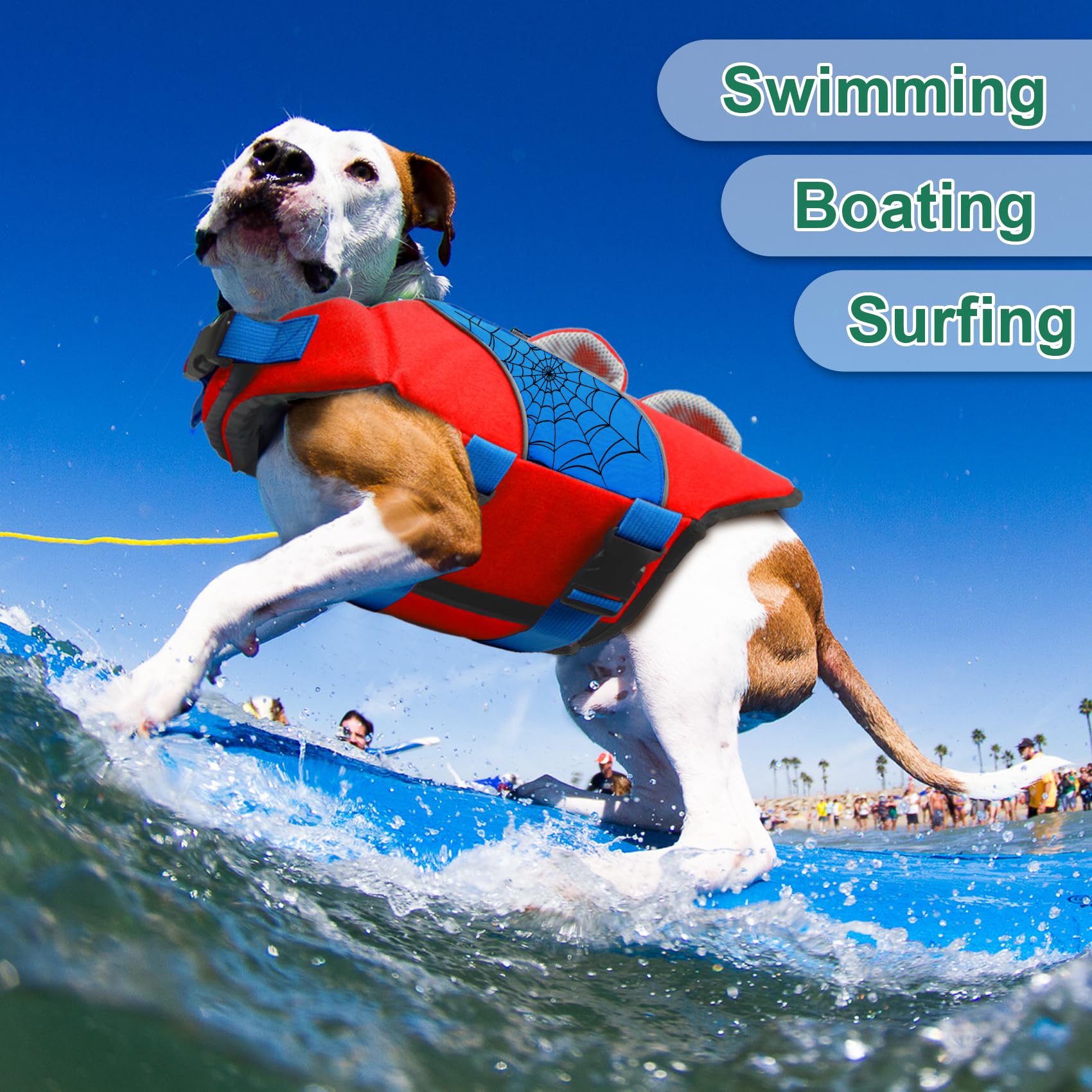 Fragralley Dog Life Jacket With High Buoyancy, Reflective Strips, Rescue Handle, Adjustable Fit, Quick Release Buckles, Tear-Res