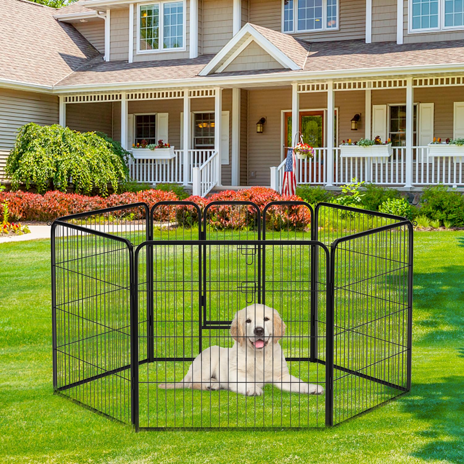 Bestpet Dog Playpen Indoor 32 Inch Height 2 Panels Dog Pen For Medium And Large Dogs, Exercise Pen Pet Dog Fence With Doors Pet