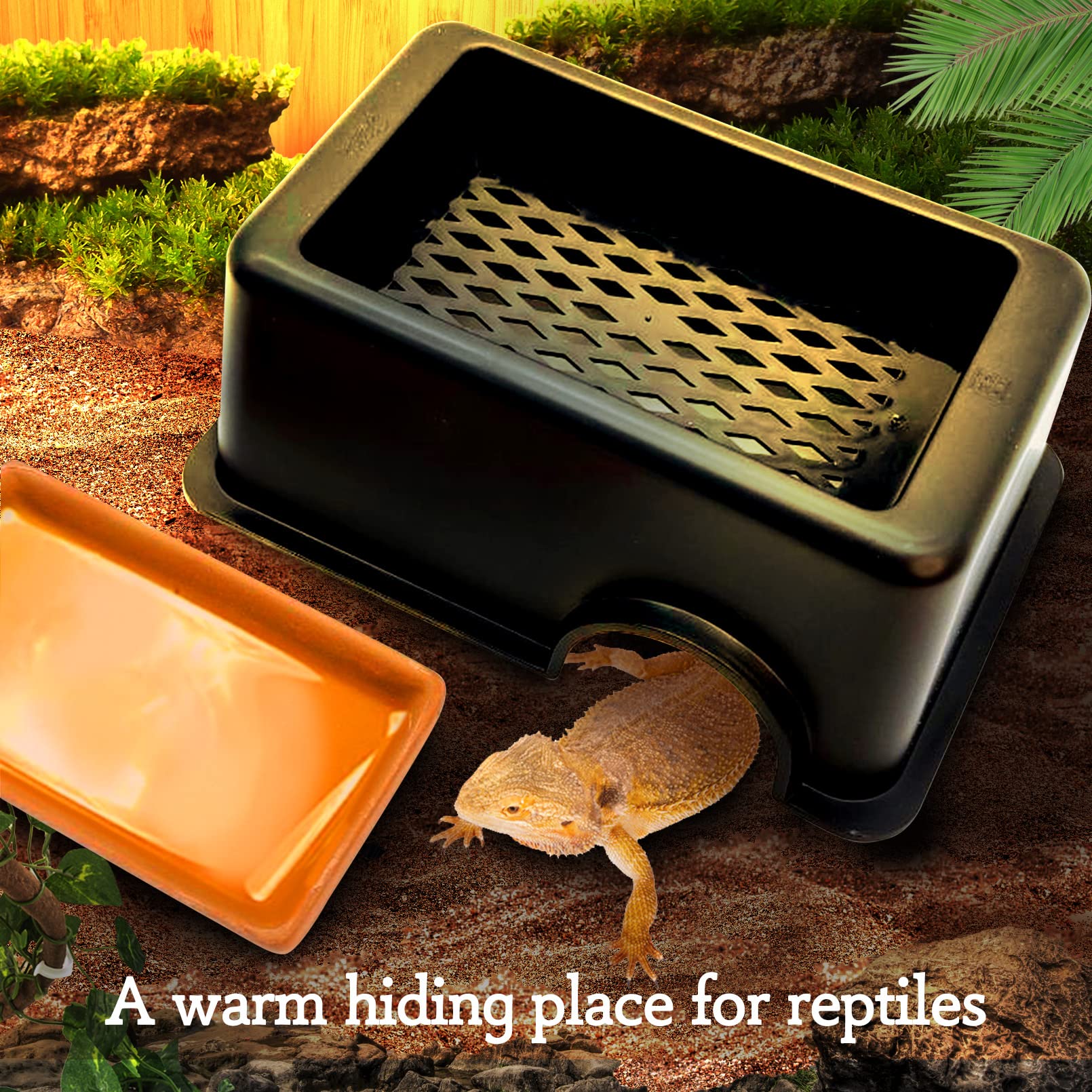 Tfwadmx 2Pcs Reptile Hide Box, Gecko Hideout And Cave With Water Supply For Lizards Snakes Leopard Gecko Spiders Frog