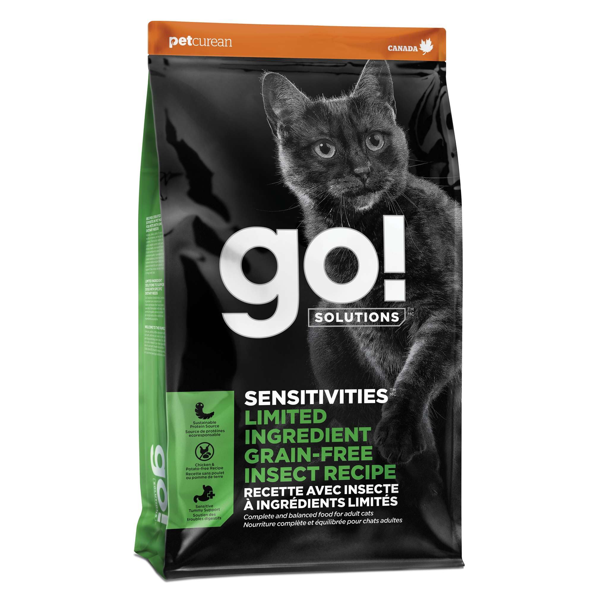 Go! Solutions Sensitivities Limited Ingredient Insect Grain-Free Dry Cat Food, Chicken-Free Kibble Made by Experts for Sensitive