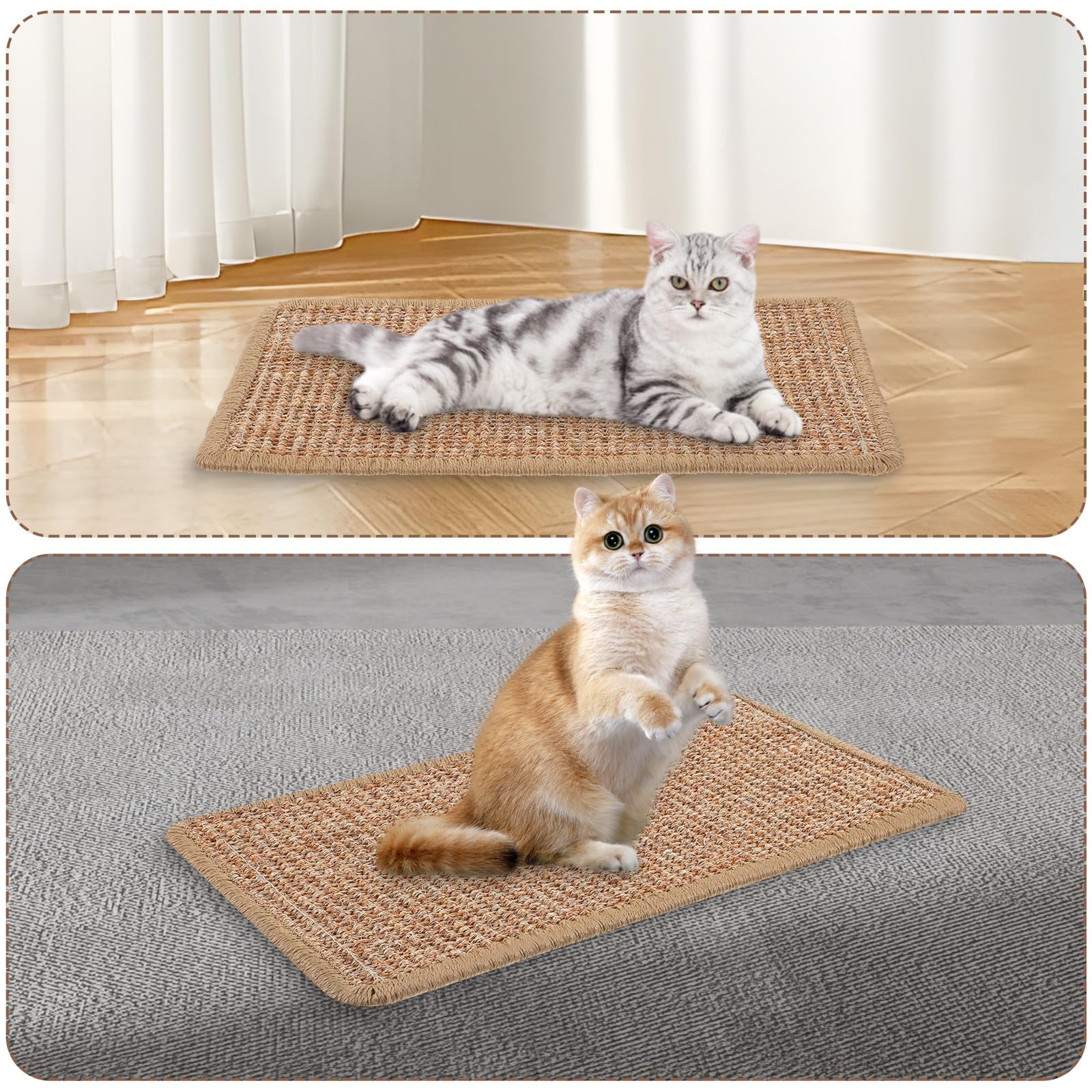 4 Pcs Cat Scratcher Mat Sisal Cat Scratching Pad Scratch Mat For Cat With Adhesive Loop Tape Cat Scratch Pad Rug For Protect Wal