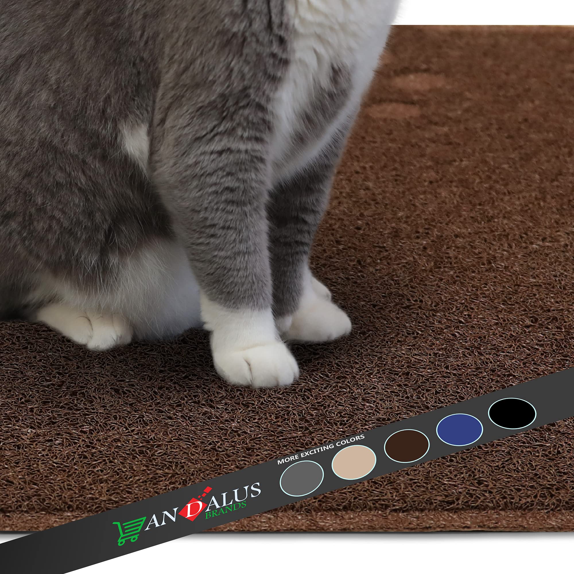 Andalus Premium Cat Litter Mat Pack Of 1-100% Waterproof With Non-Slip Backing Of Litter Box Mat - Soft On Kitty Paws & Easy To Clean Cat Mats For Litter - Brown, Extra-Large (35' X 23')
