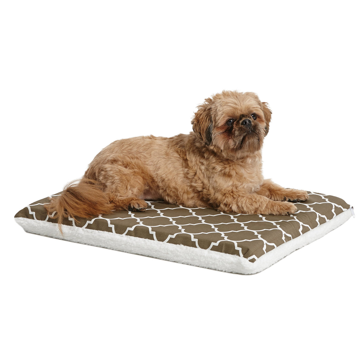 Midwest Homes For Pets Quiet Time Teflon Defender Dog Beds; Pet Beds Designed To Fit Folding Metal Dog Crates, Brown & White Geometric Pattern, 24-Inch