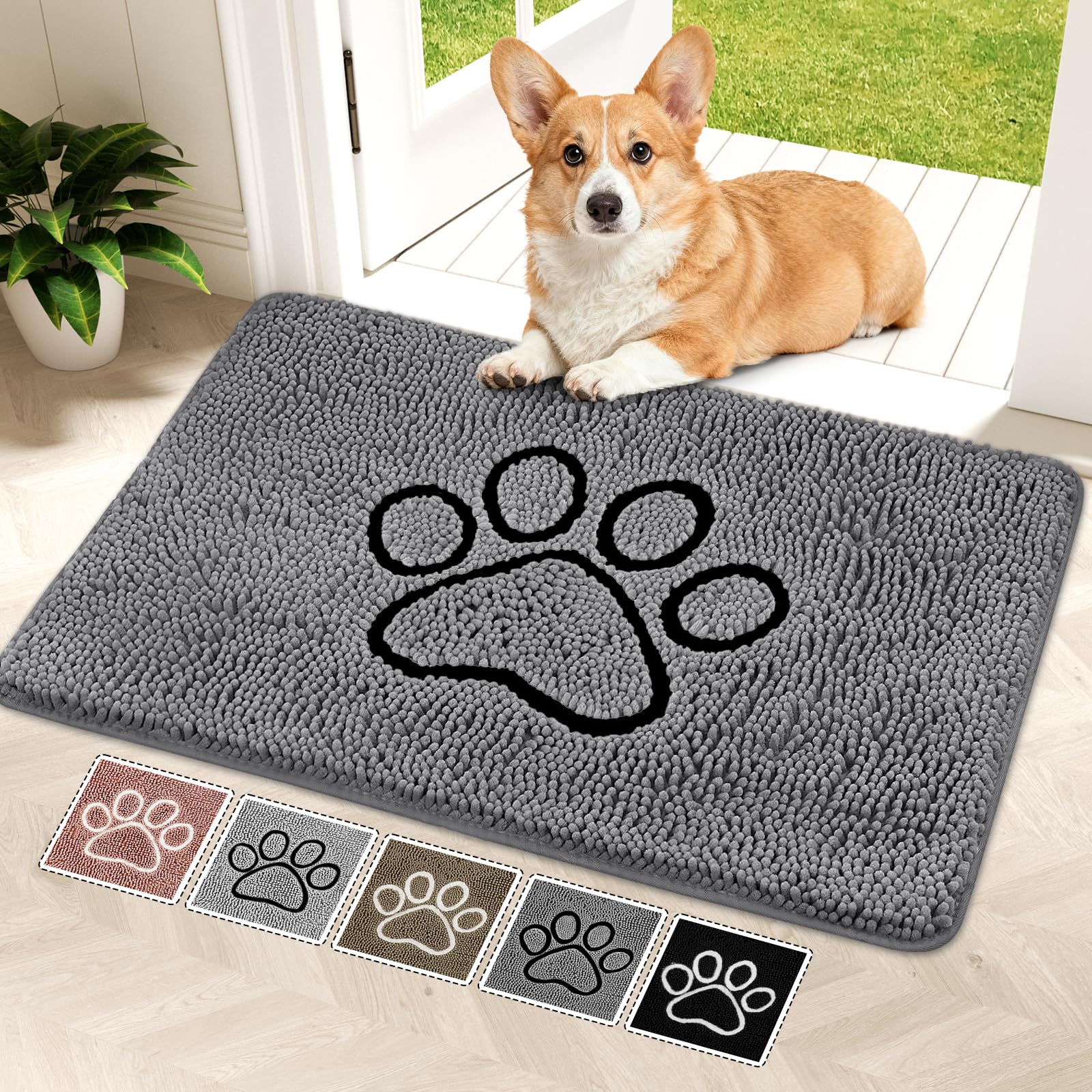 Bcoimo Super Absorbent Dog Door Mat, 36*24 Anti Slip Mat for Muddy Paws, Pet Rugs for Dirty Paws Washable That Absorbs Moisture 