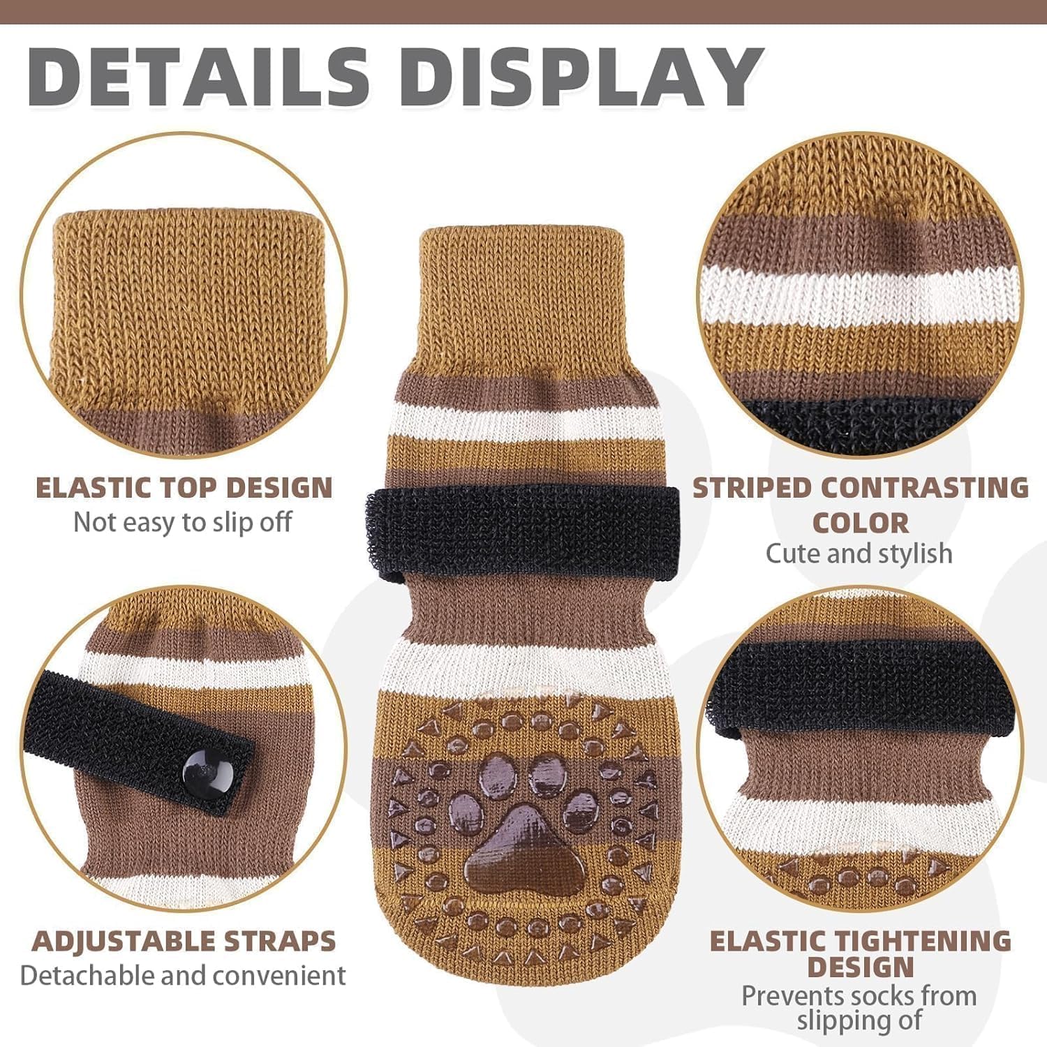 KOOLTAIL Anti Slip Dog Socks for Hot/Clod Pavement to Prevent Licking Paws with Grippers, 3 Pairs Paw Protector, Double Sides St