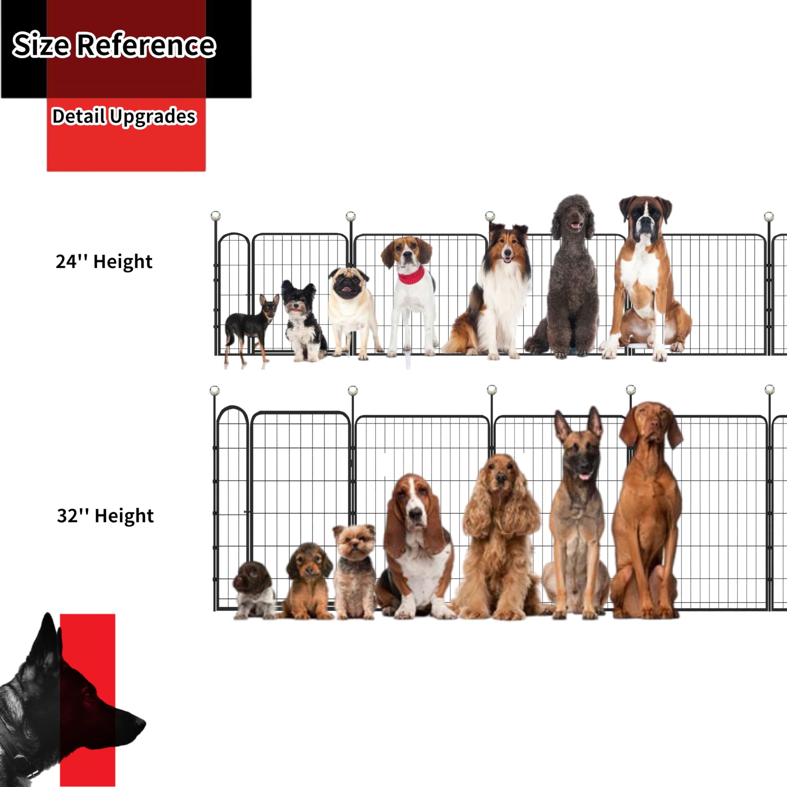 Igoouo Portable Dog Crates, 32'' Metal Pet Playpen For Small/Medium Dogs, Indoor/Outdoor, Easy-Carry Straps, 2 Add-On Panels, No