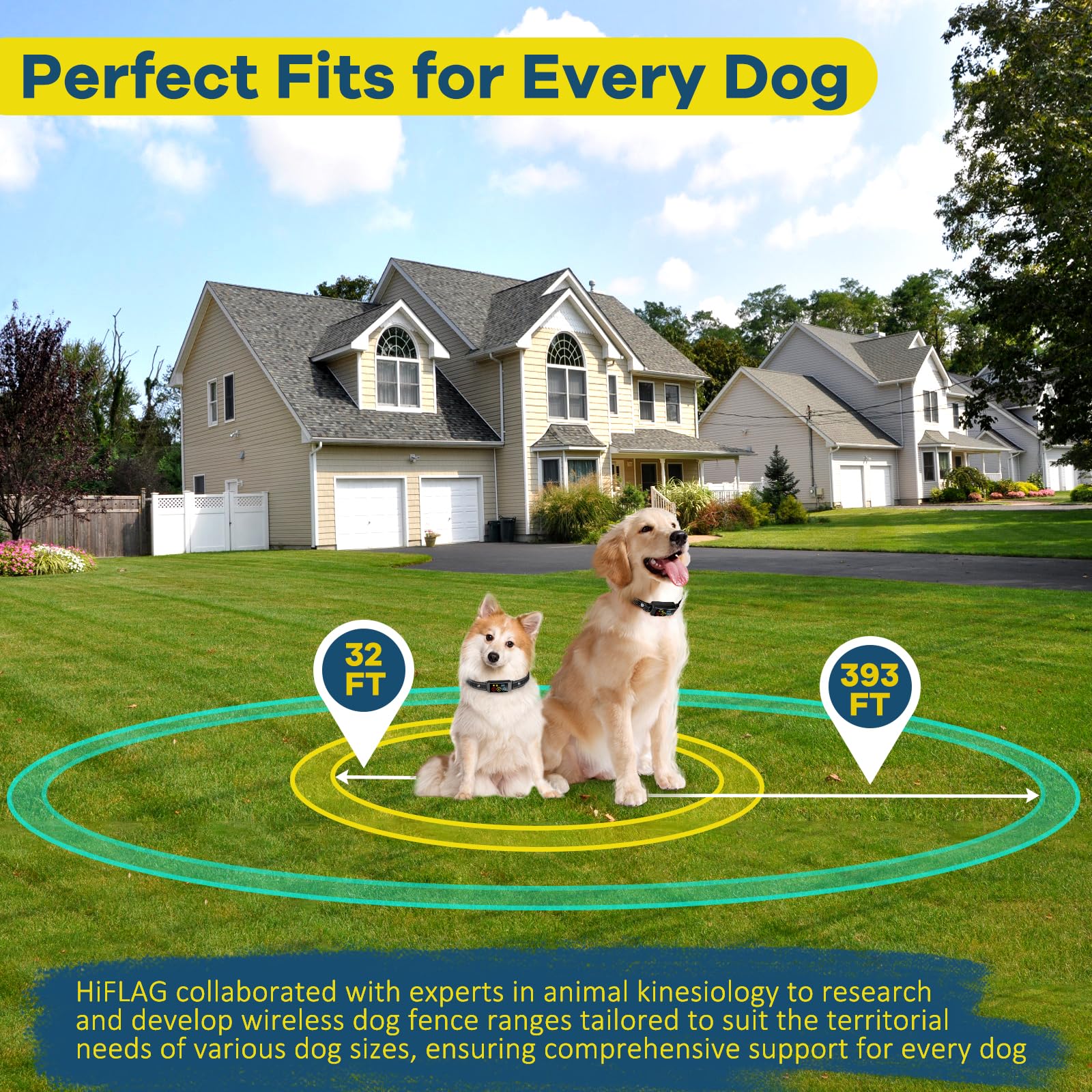 Hiflag 2025 Ai Technology Rechargeable Wireless Dog Fence System Electric Dog Fence Pet Containment System More Than 1 Acre Adju