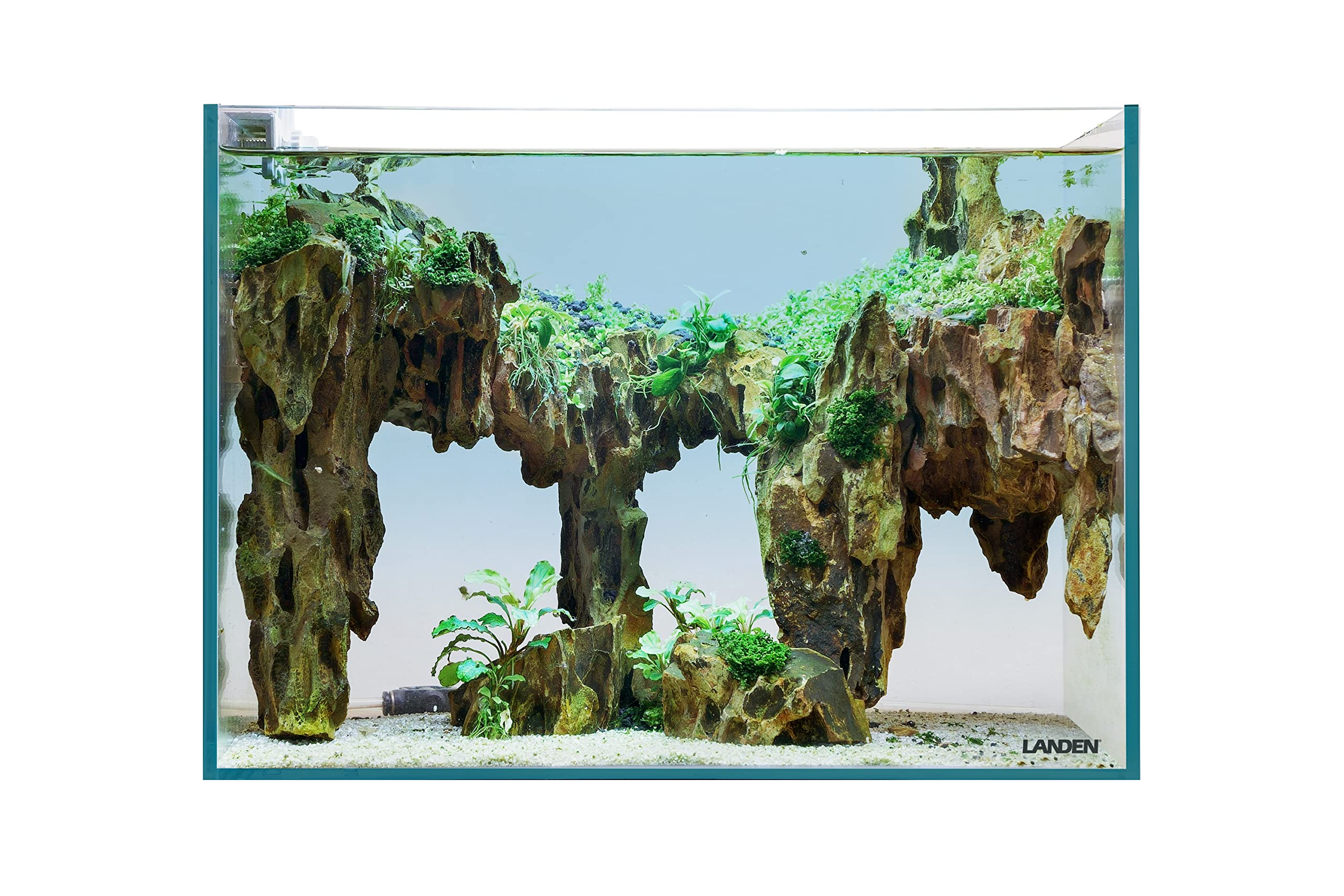 LANDEN 36N 5 Gallon Rimless Low Iron Aquarium Tank, 14.2'' W    8.7'' D    10.2'' H (36cm x 22cm x 26cm) 5mm Thickness with Blac
