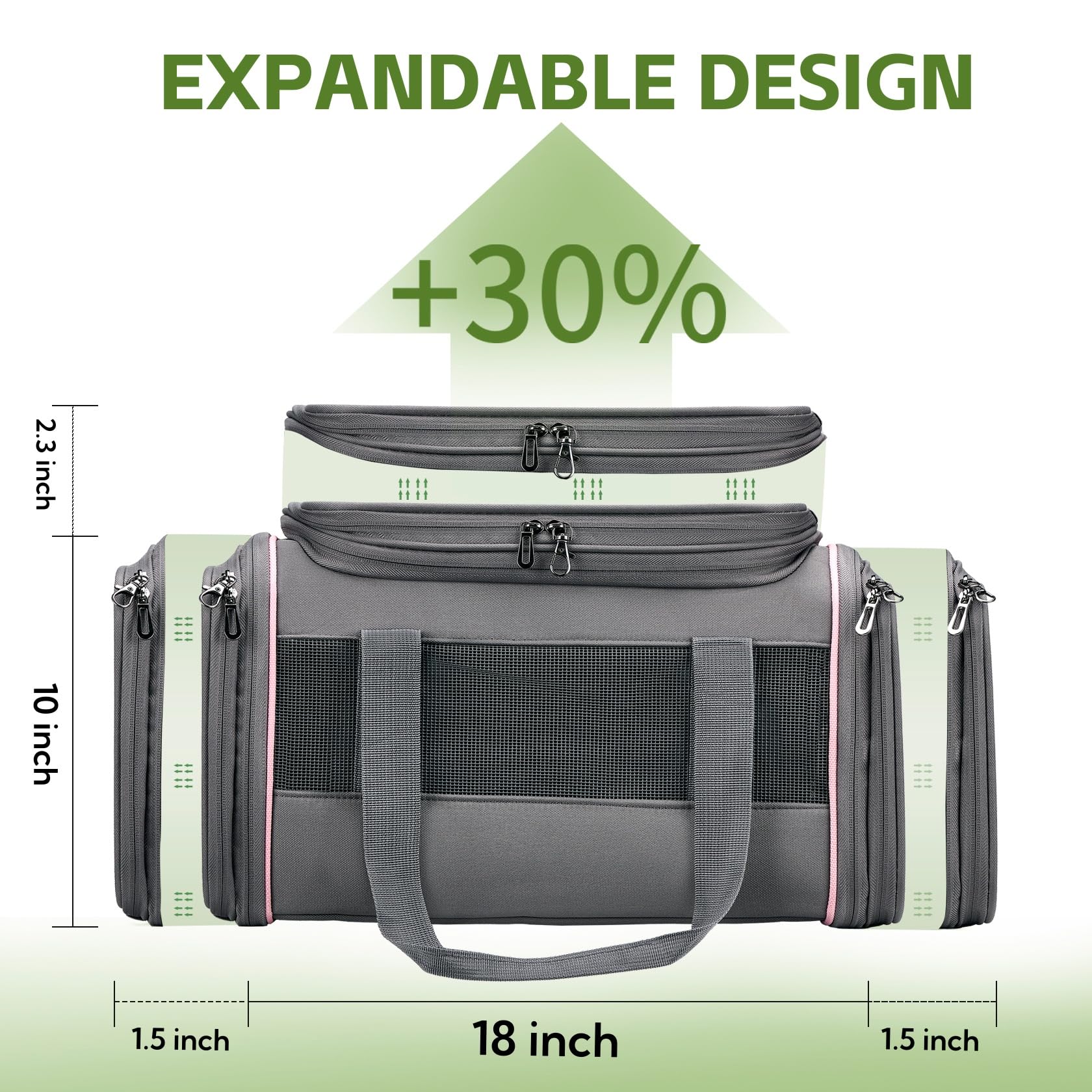 Airline Approved Pet Carrier - Soft-Sided Dog & Cat Travel Bag With Expandable Space And Safe Design (Grey)