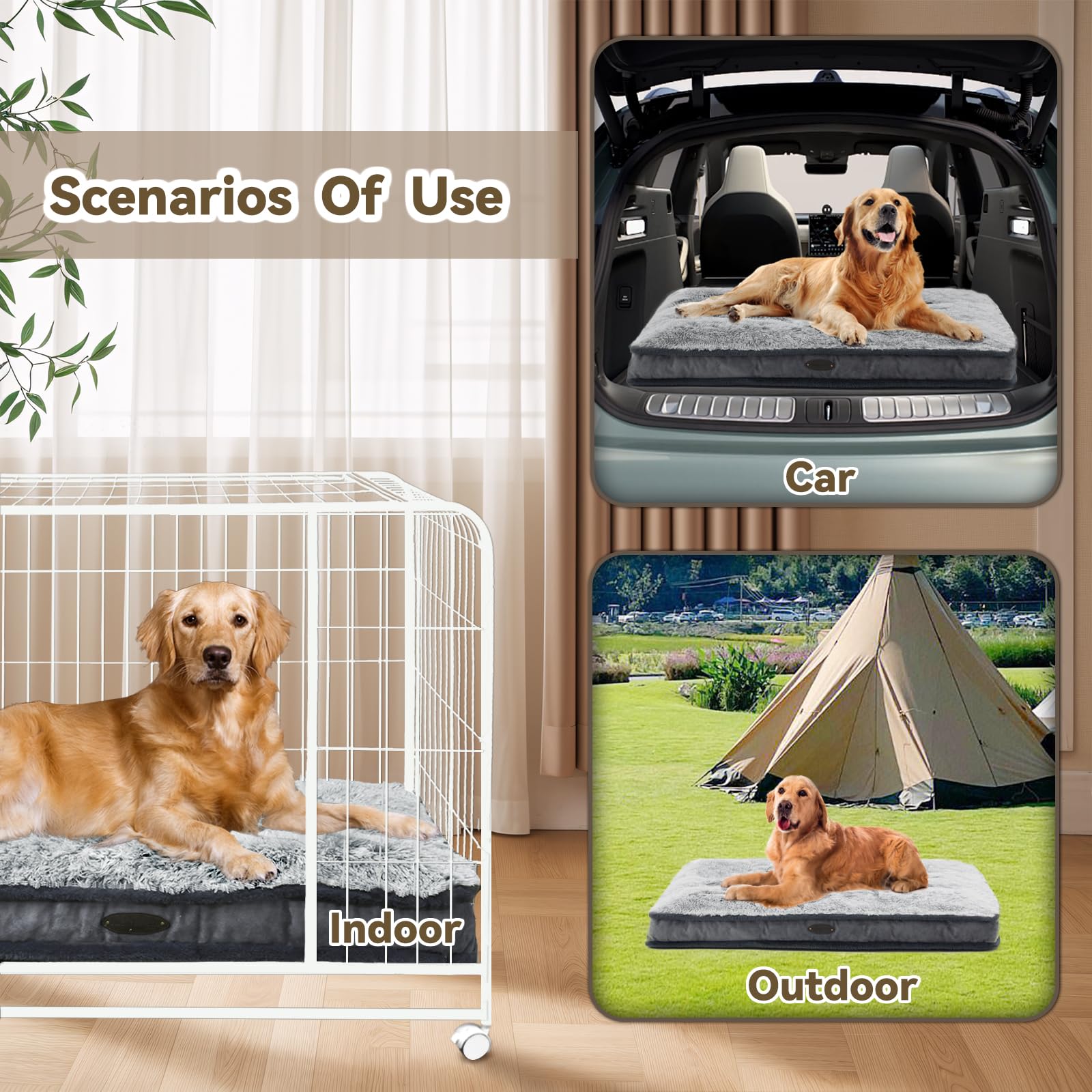 Debang Home Dog Bed For Medium Dogs Breeds, Deluxe Plush Dog Crate Beds, Comfy Kennel Pad, Pet Sleeping Mat, Waterproof, Removable And Machine Washable Cover & Non-Slip Bottom, 36'X23' Grey