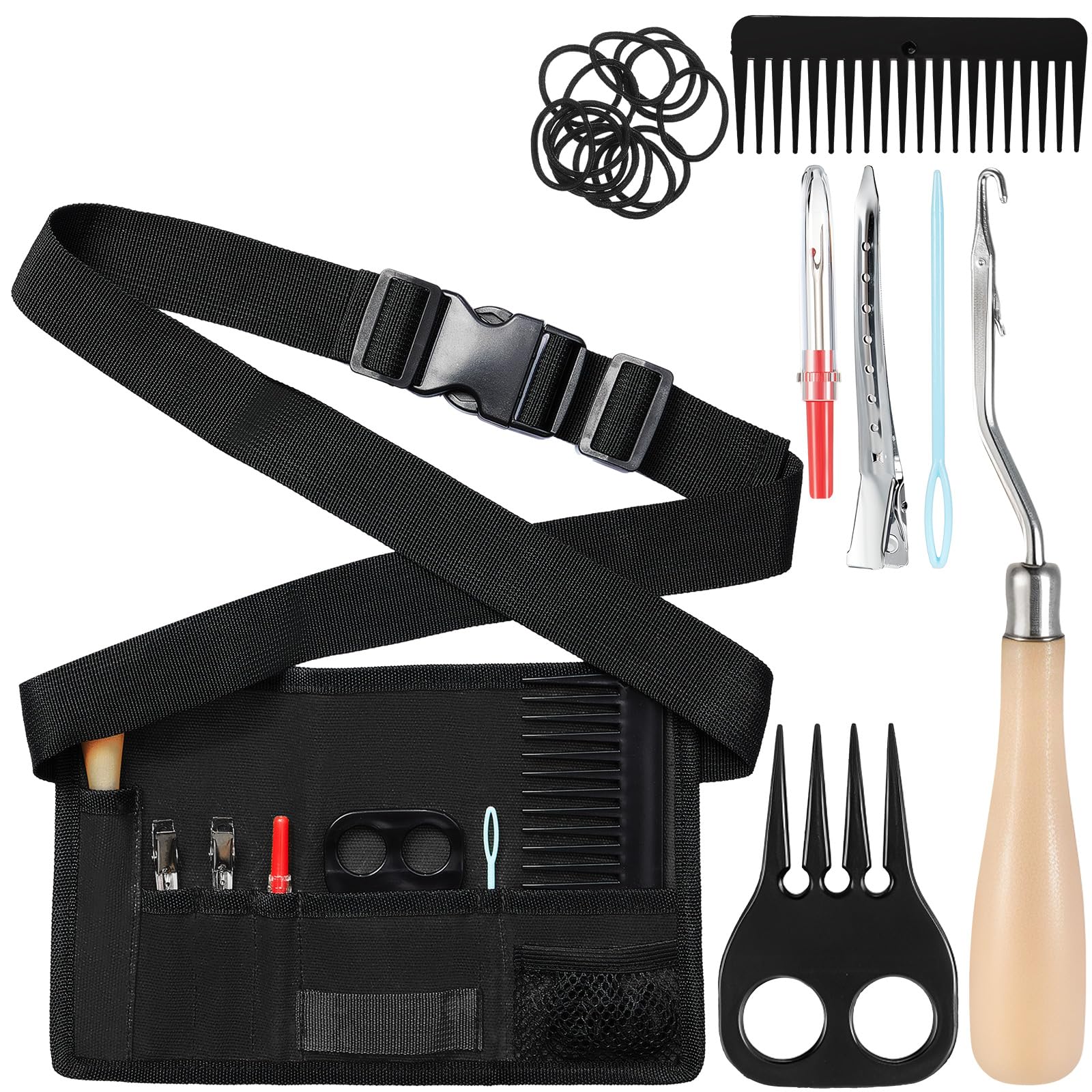 Cosblank 9 Pcs Horse Braiding Kit With Belt Mane Horse Braiding Kit Include Removable Belt With Rug Hook Pin Brush Thread Cutter