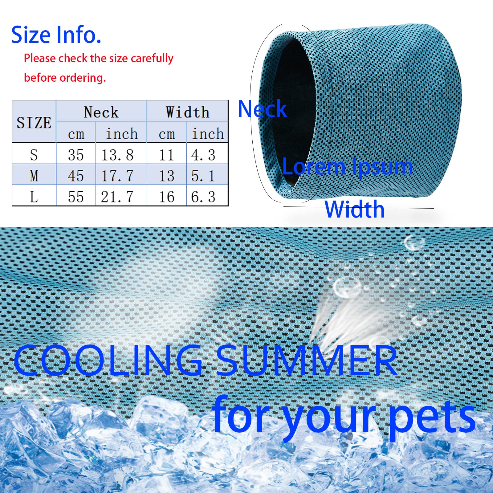 Pet Ice Band Dog Cooling Bandana For Dogs Cats Instant Cooling Collar Breathable Summer Scarf For Hot Days & Summer